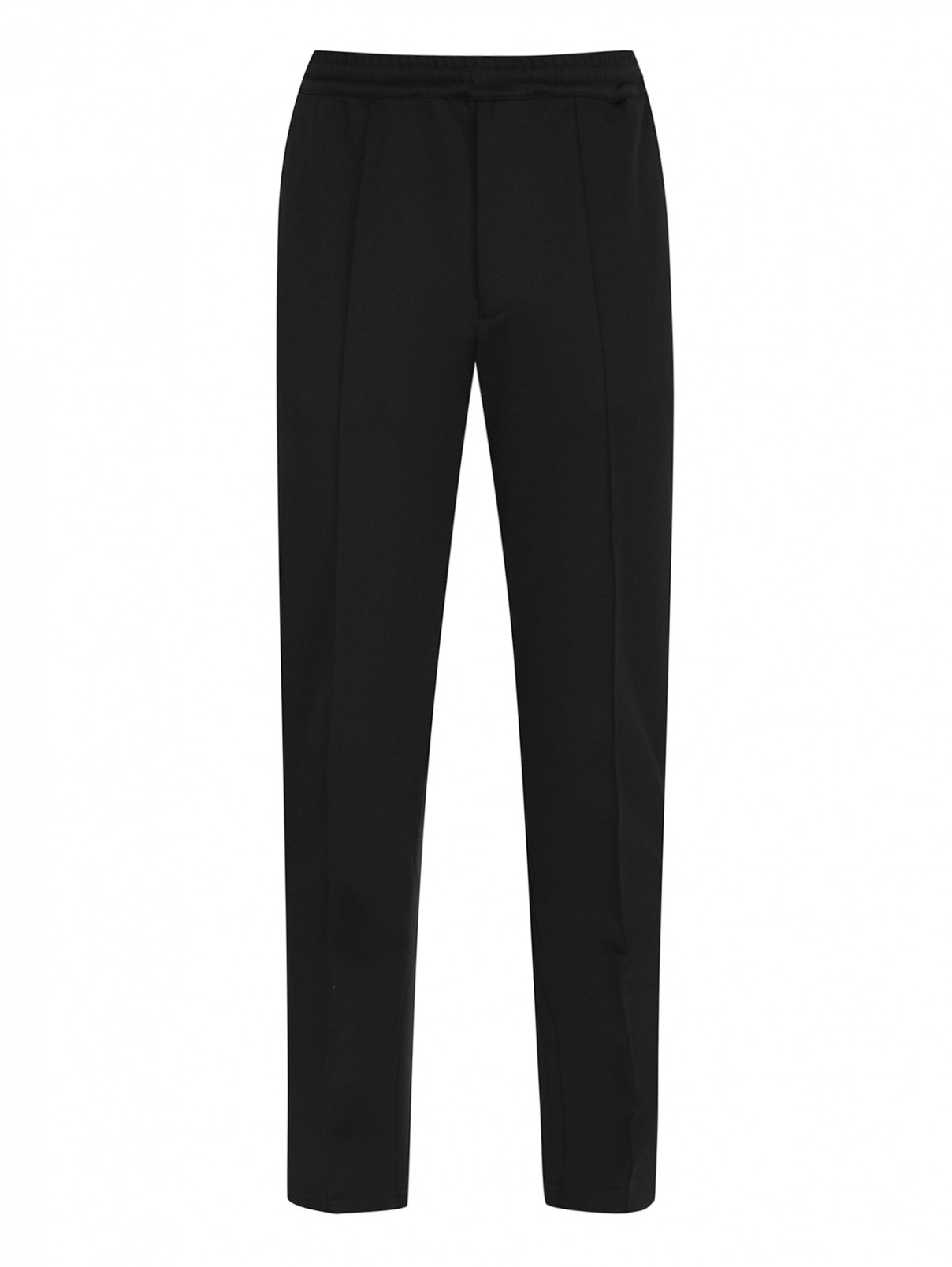 Трикотажные брюки с лампасами из бархата Helmut Lang  –  Общий вид  – Цвет:  Черный