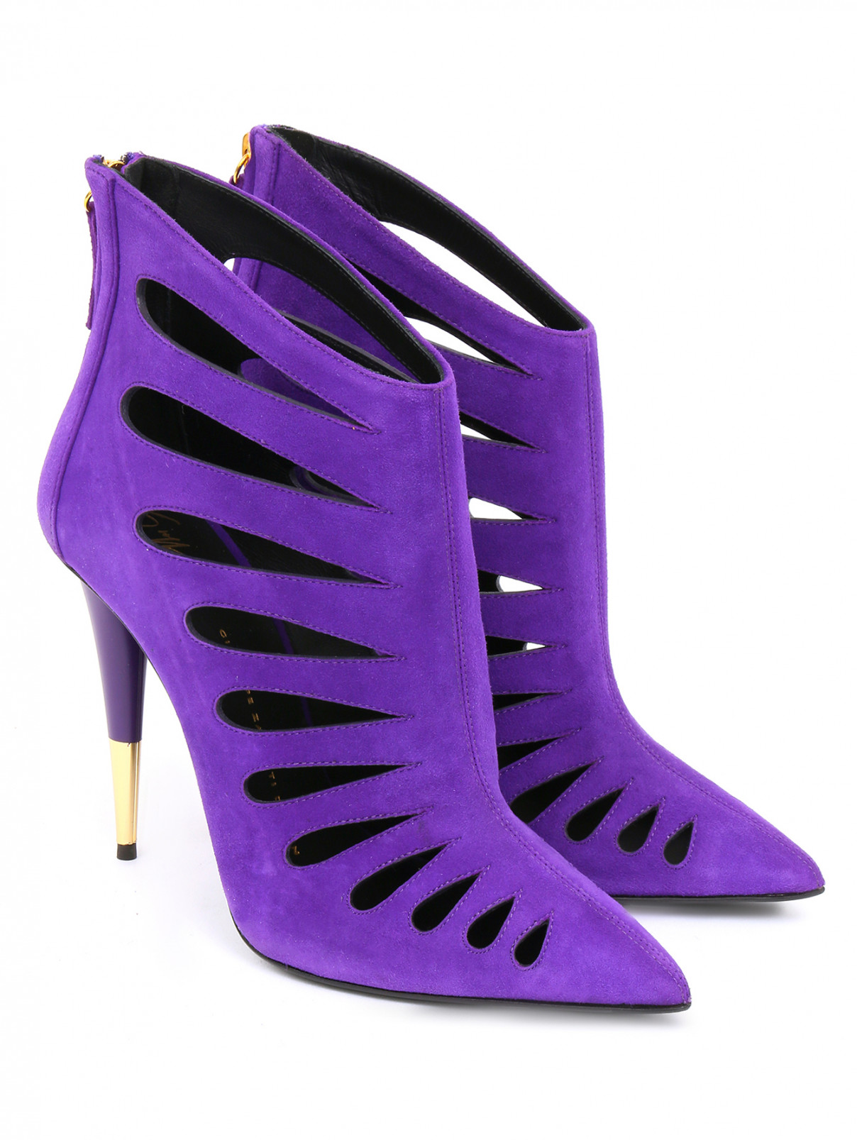 Босоножки из замши на высоком каблуке Giuseppe Zanotti  –  Общий вид  – Цвет:  Фиолетовый