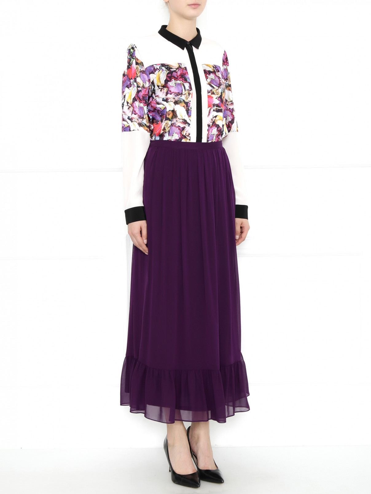 Юбка-макси из шелка DKNY  –  Модель Общий вид  – Цвет:  Фиолетовый