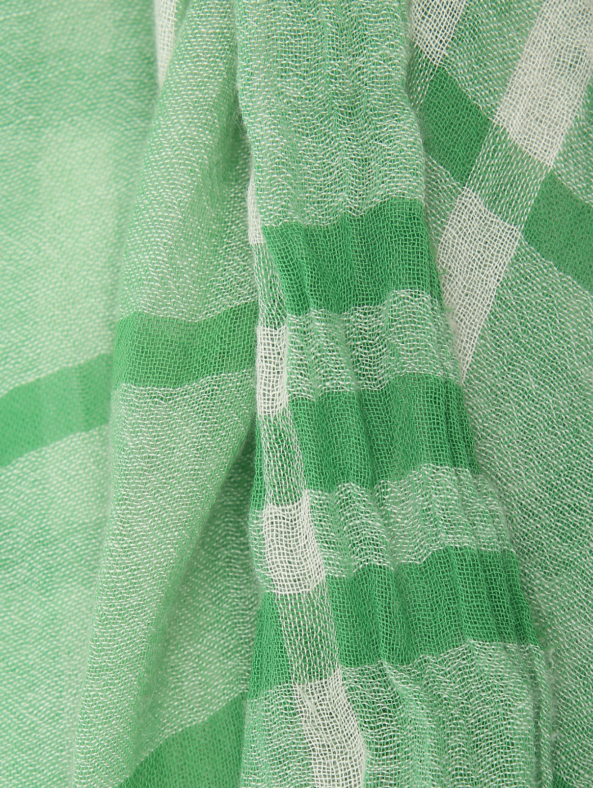 Шарф из хлопка с узором "клетка" Altea  –  Деталь  – Цвет:  Зеленый