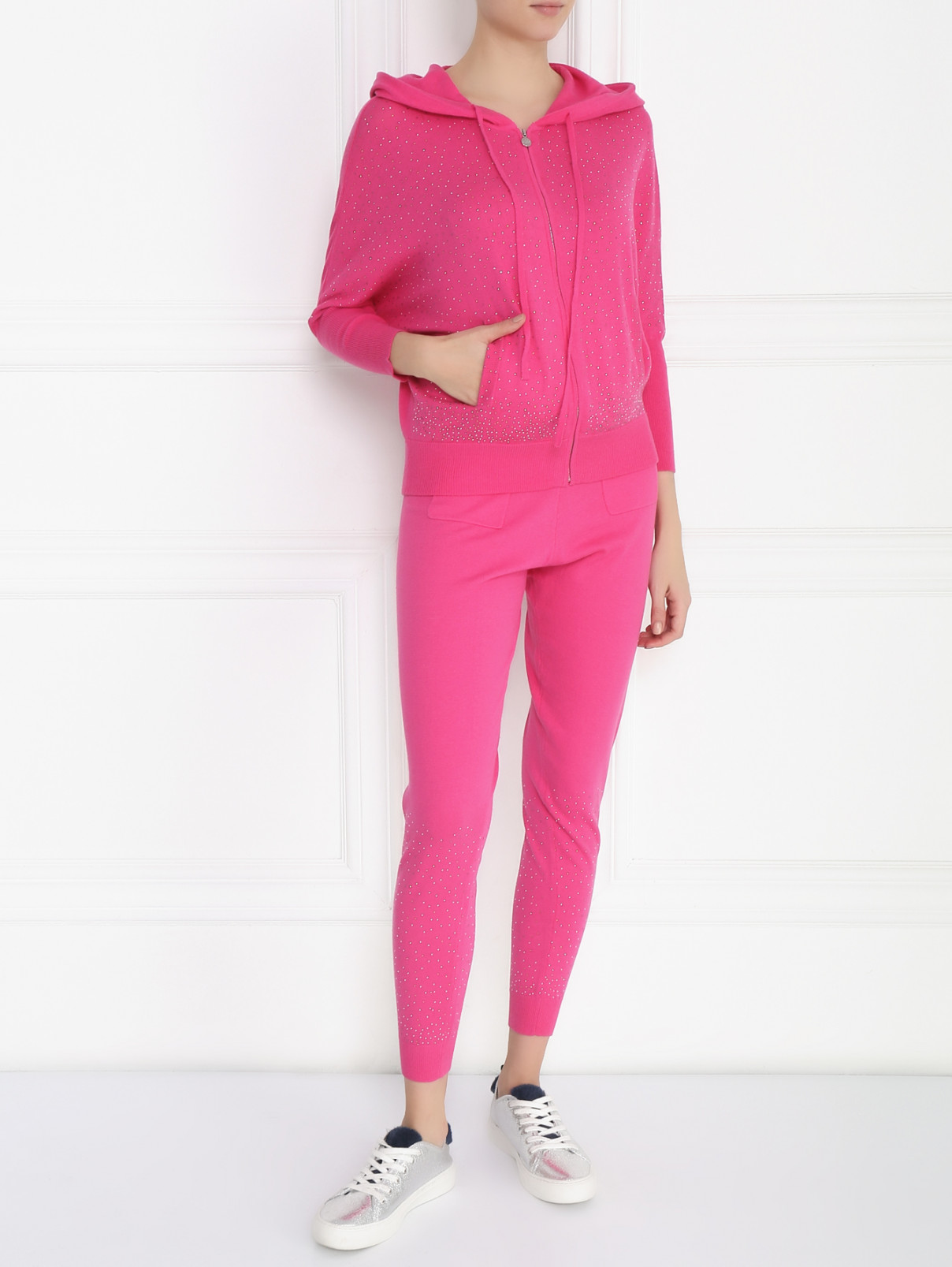 Спортивные брюки из кашемира с декоративной отделкой Allude  –  Модель Общий вид  – Цвет:  Розовый