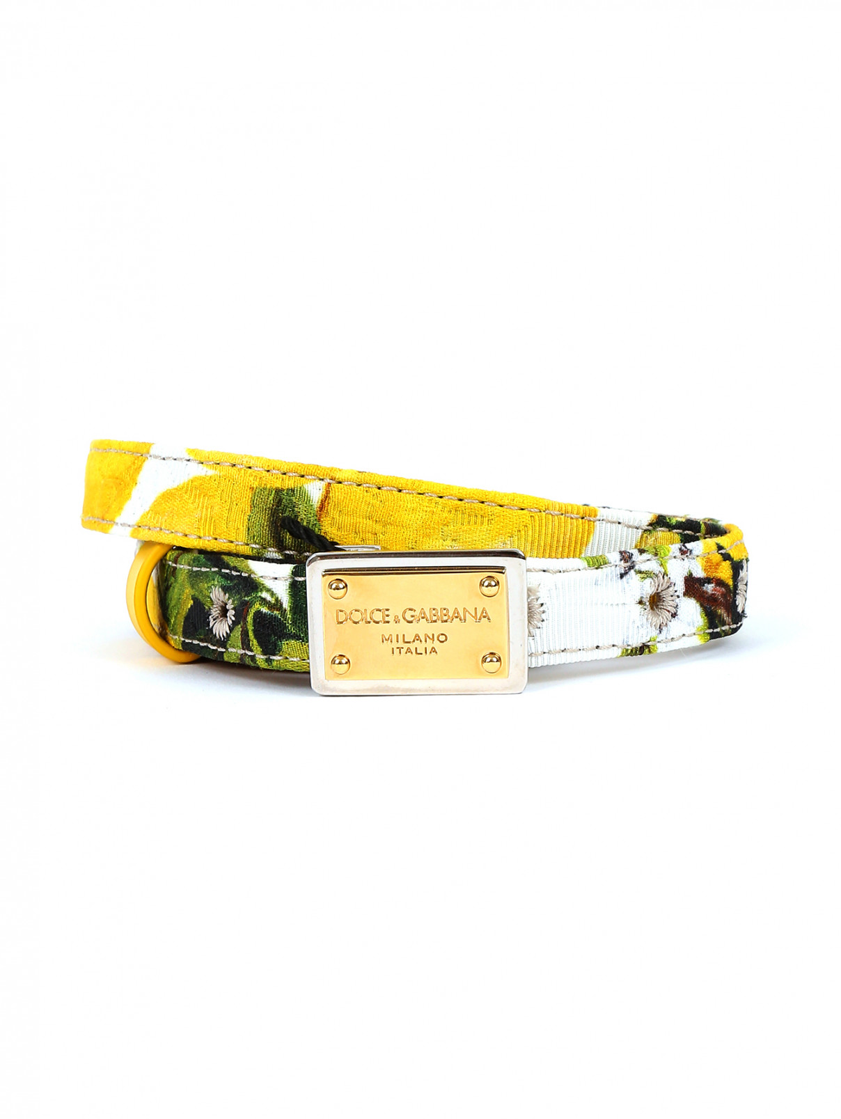 Узкий ремень с узором Dolce & Gabbana  –  Общий вид  – Цвет:  Желтый