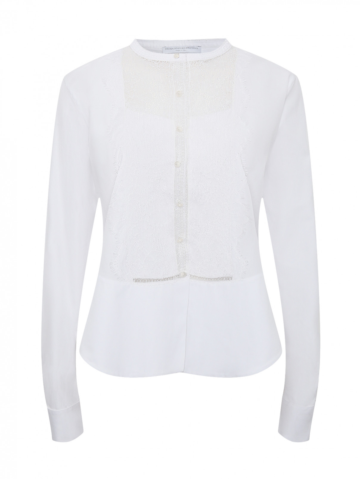 Блуза из хлопка с кружевной отделкой Ermanno Scervino  –  Общий вид  – Цвет:  Белый