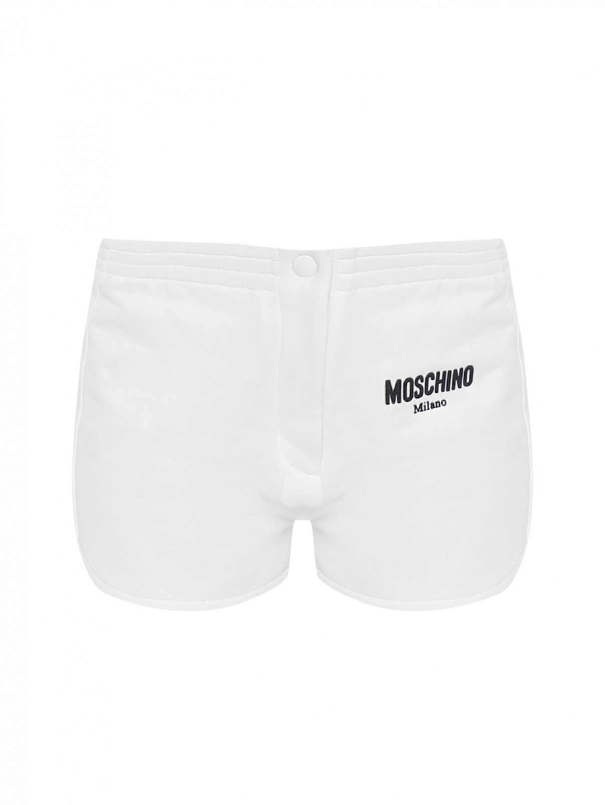 Шорты хлопковые на резинке Moschino  –  Общий вид  – Цвет:  Белый