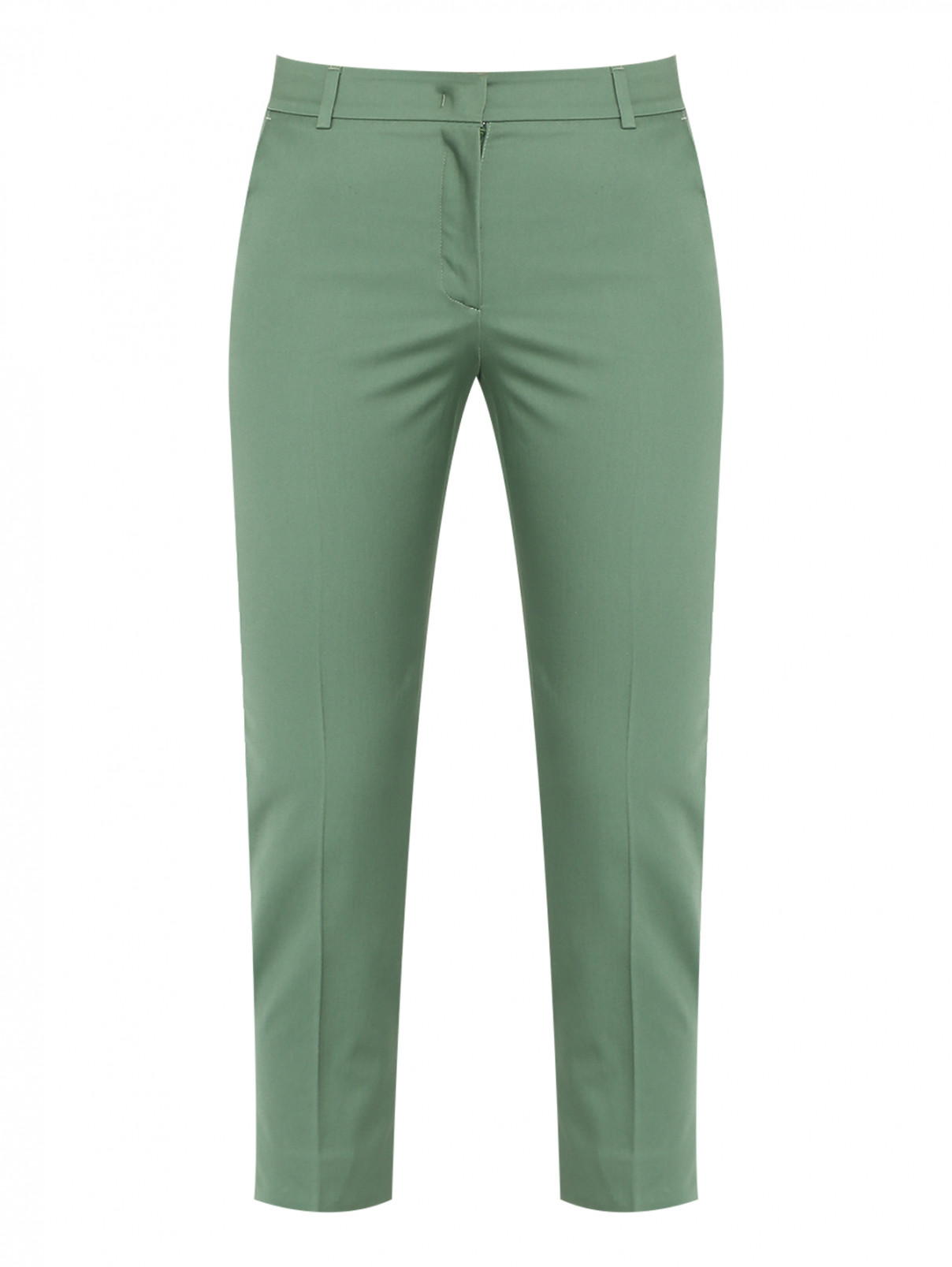 Укороченные брюки из хлопка Weekend Max Mara  –  Общий вид  – Цвет:  Зеленый