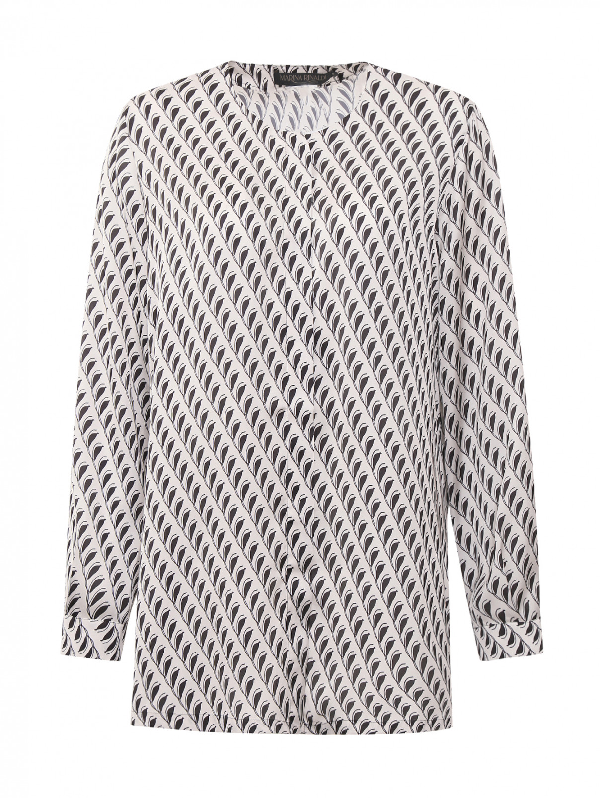 Блуза из искусственного шелка с принтом Marina Rinaldi  –  Общий вид  – Цвет:  Белый