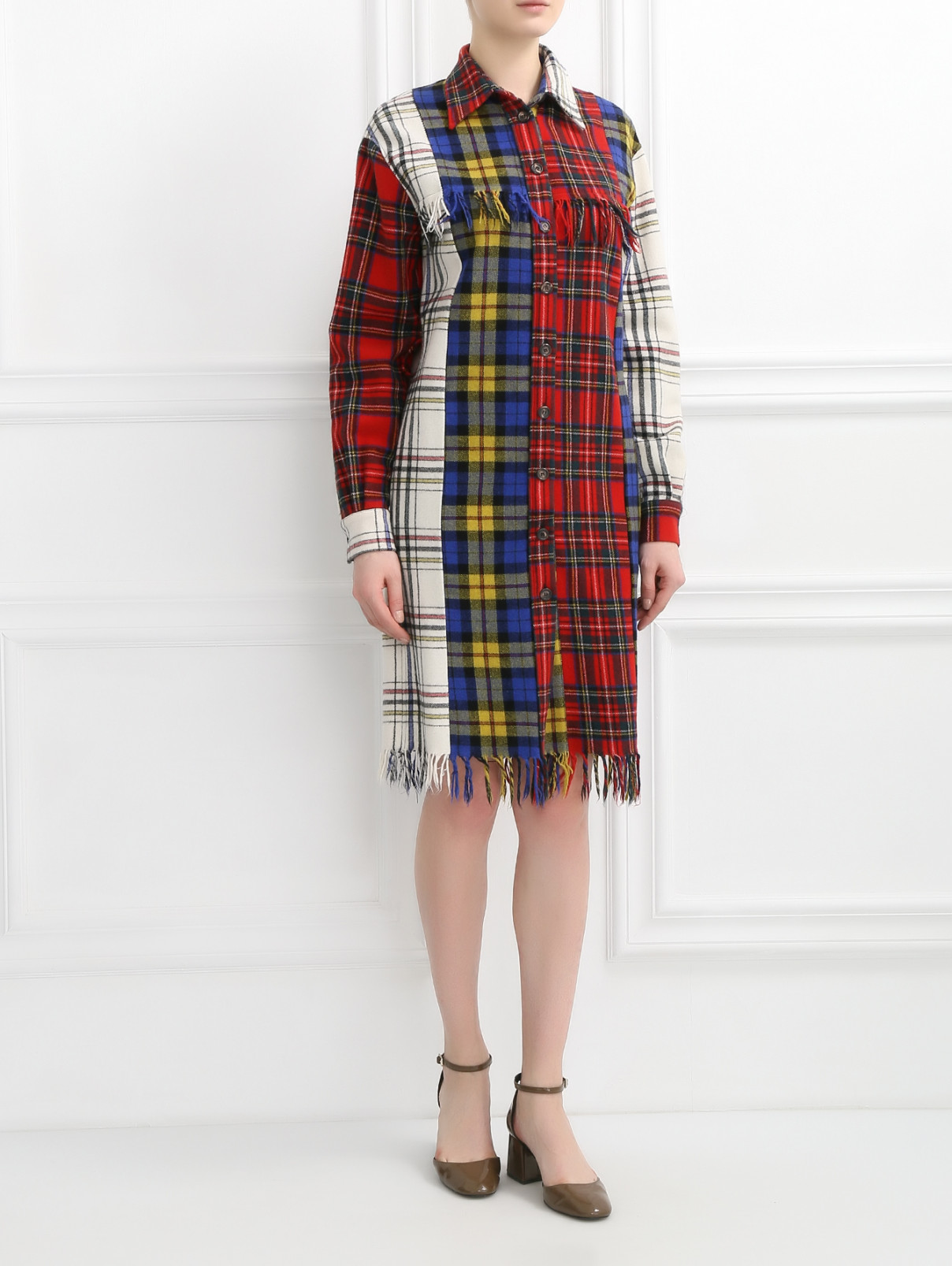 Платье из шерсти с узором "клетка" Moschino Couture  –  Модель Общий вид  – Цвет:  Узор