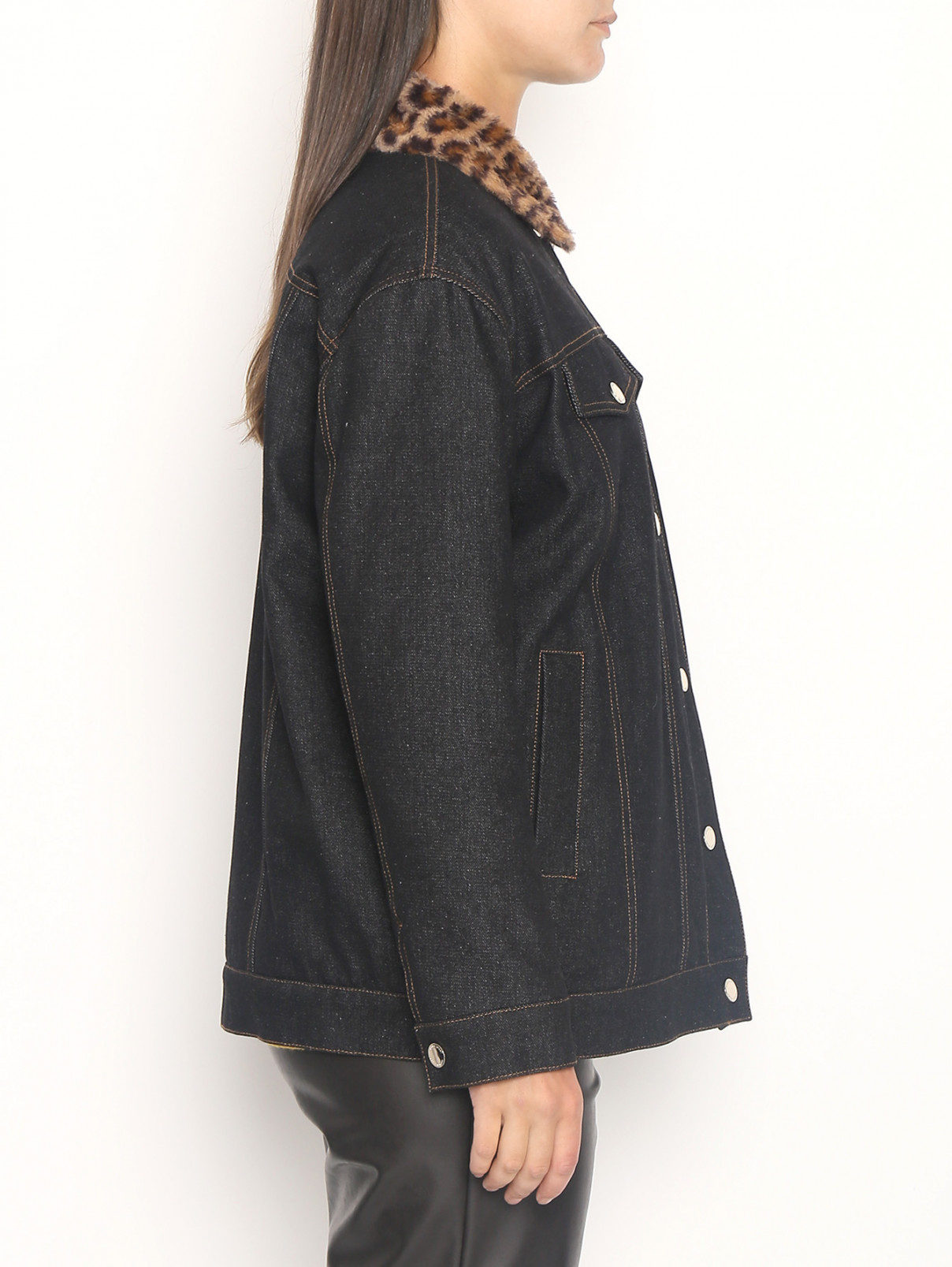 Утепленная куртка из денима Marina Rinaldi  –  МодельВерхНиз2  – Цвет:  Серый