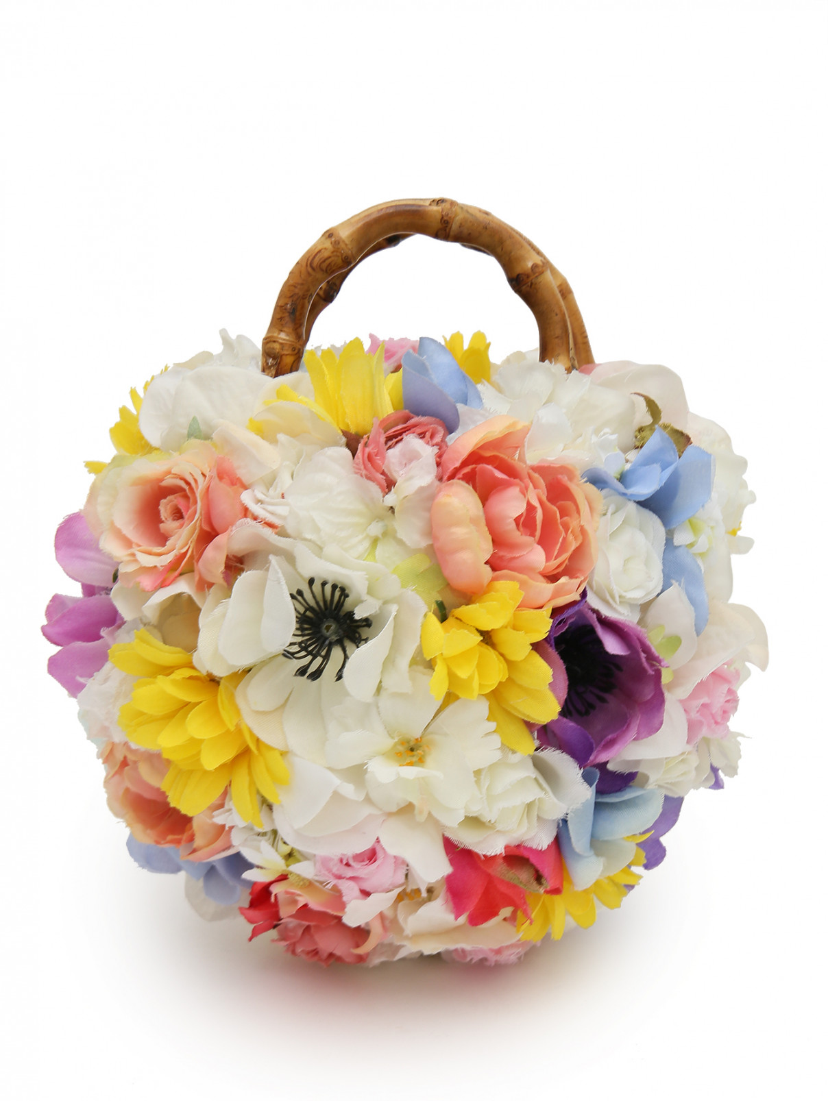 Сумка из текстиля с цветочным декором Quis Quis  –  Общий вид  – Цвет:  Мультиколор