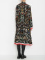 Платье-миди из шелка с узором Burberry  –  МодельВерхНиз1