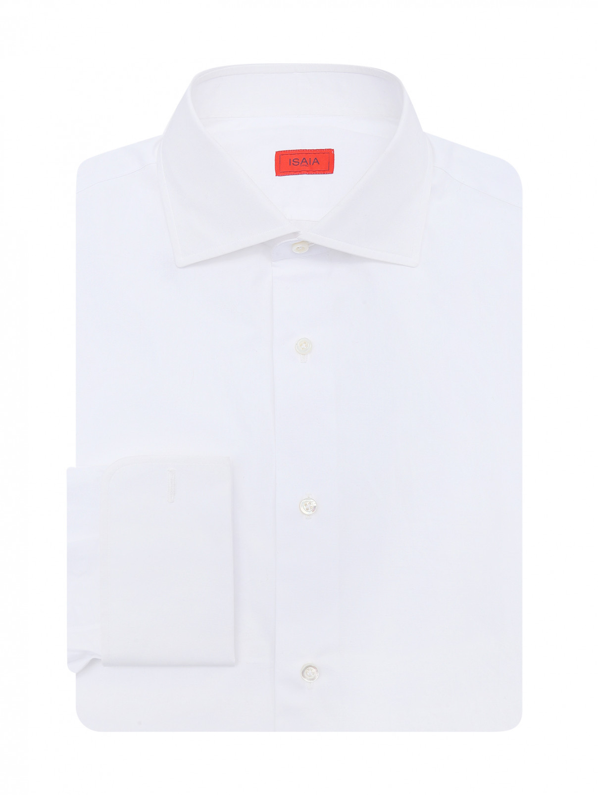 Рубашка из хлопка под запонки Isaia  –  Общий вид  – Цвет:  Белый