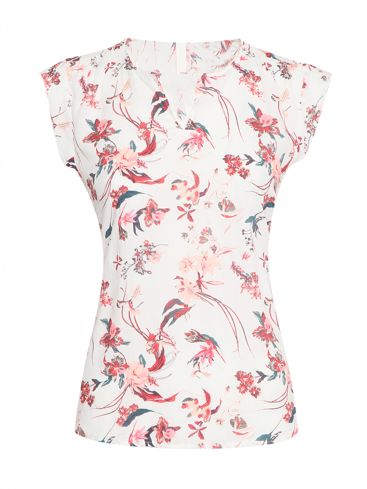 Блуза из хлопка с цветочным принтом Q/S Designe by  –  Общий вид  – Цвет:  Узор