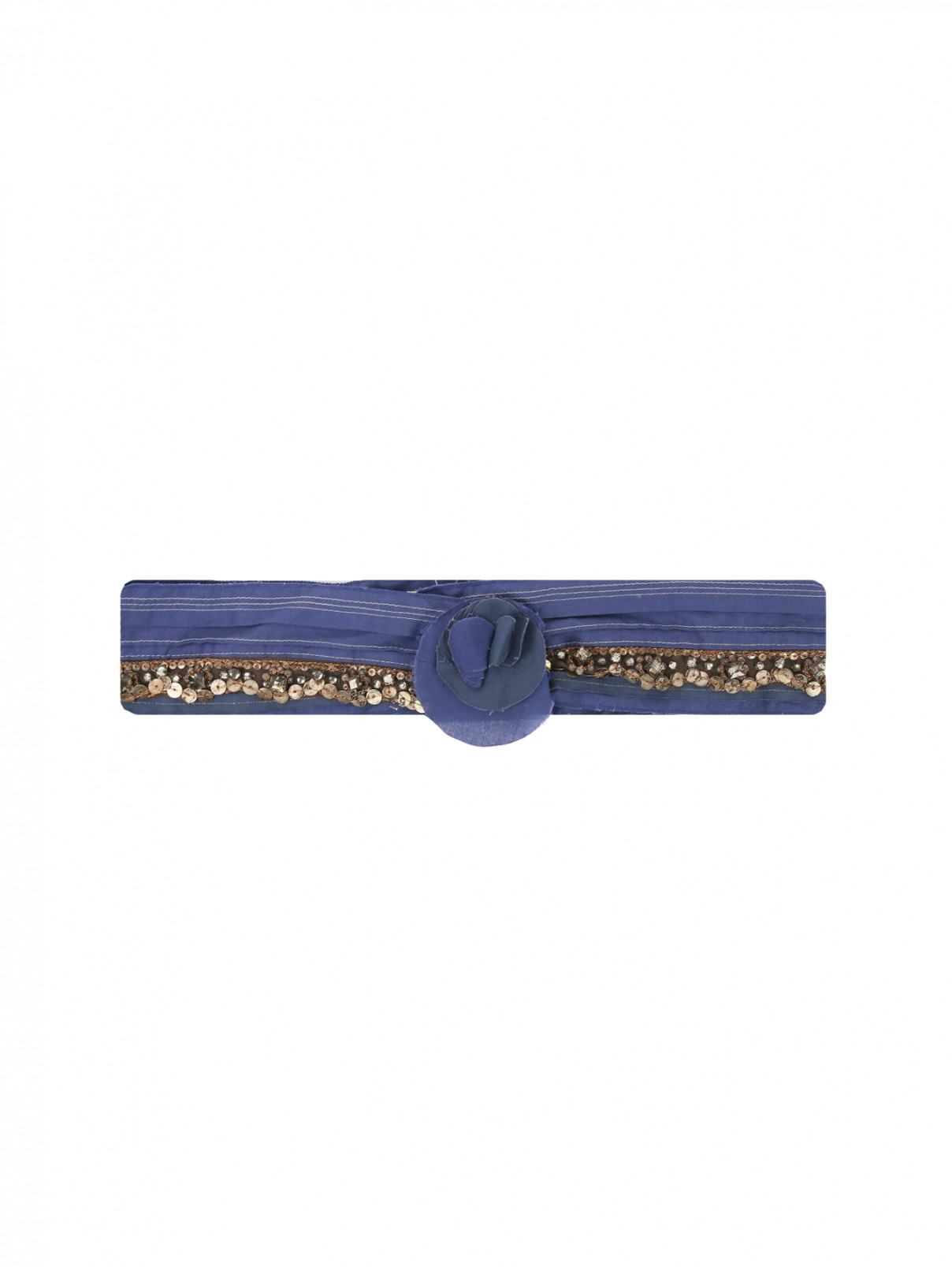 Пояс из хлопка и шелка декорированный пайетками Hanii Y  –  Общий вид  – Цвет:  Синий