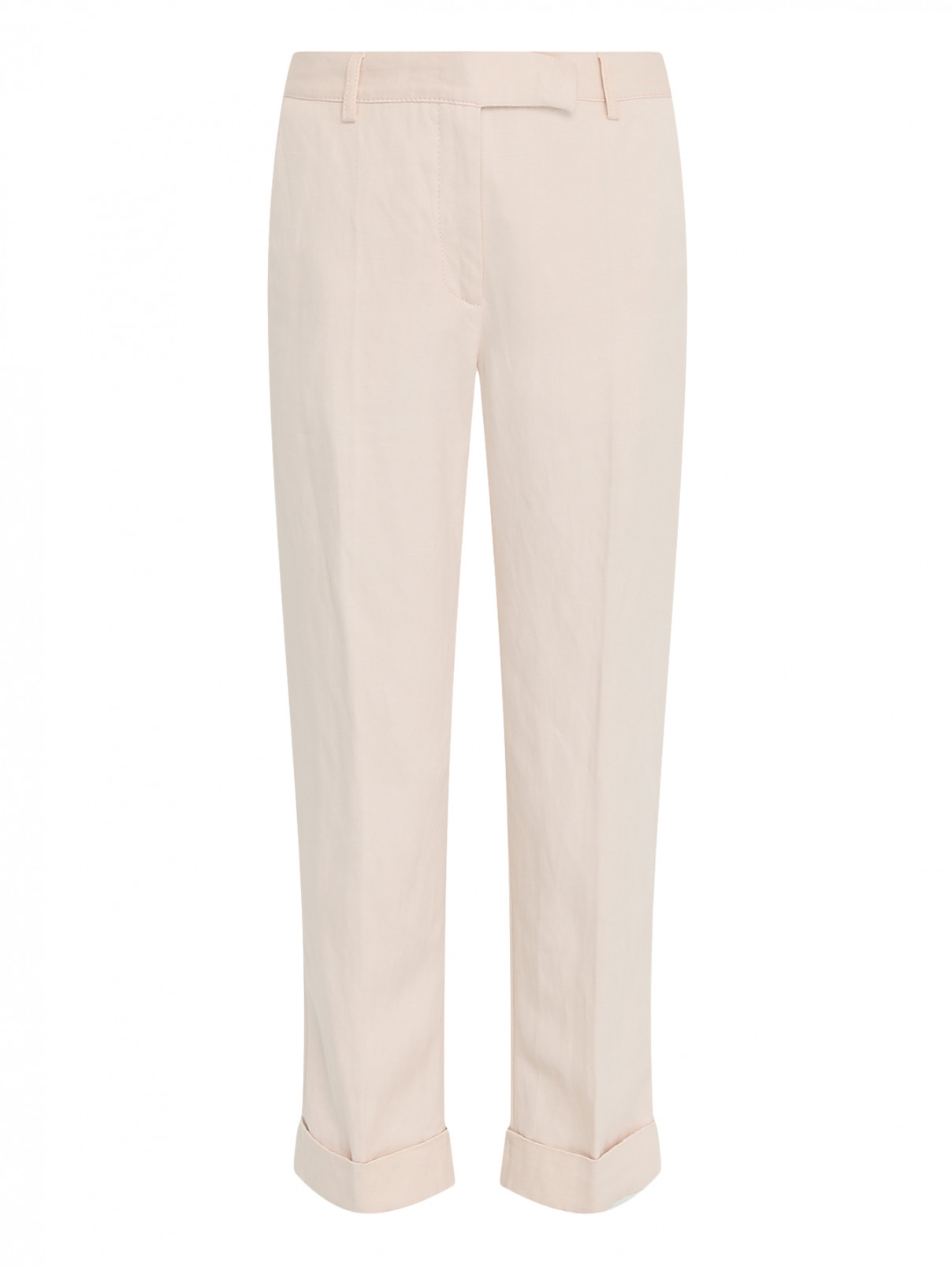 Укороченные брюки из льна Philosophy di Lorenzo Serafini  –  Общий вид  – Цвет:  Розовый