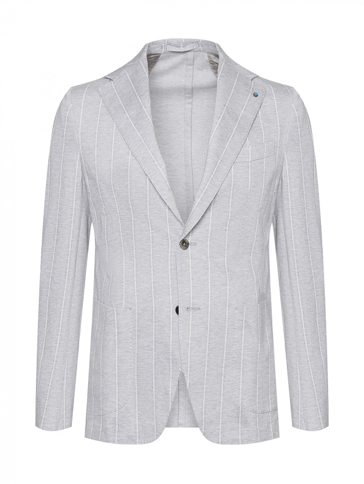 Пиджак из хлопка в полоску Giampaolo  –  Общий вид  – Цвет:  Серый