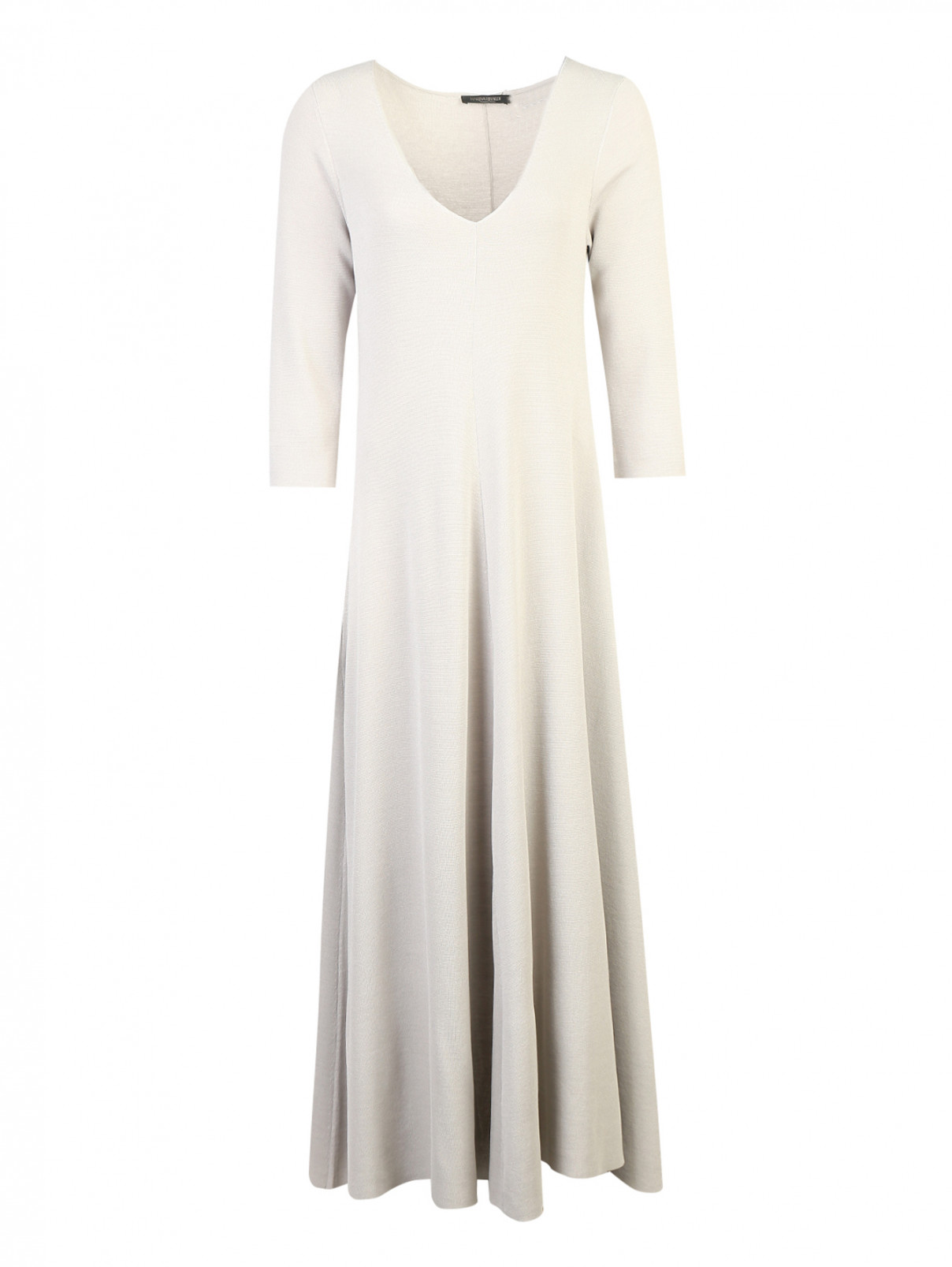 Платье трикотажное с расклешеным низом Marina Rinaldi  –  Общий вид  – Цвет:  Серый