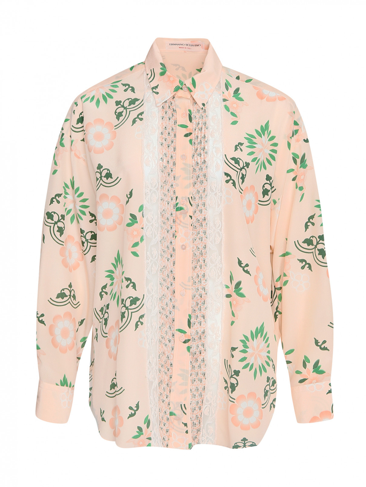 Блуза из шелка с узором Ermanno Scervino  –  Общий вид  – Цвет:  Узор