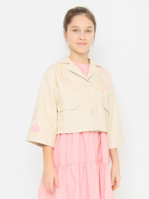 Куртка с накладными карманами и вышивкой Ermanno Scervino Junior - МодельВерхНиз