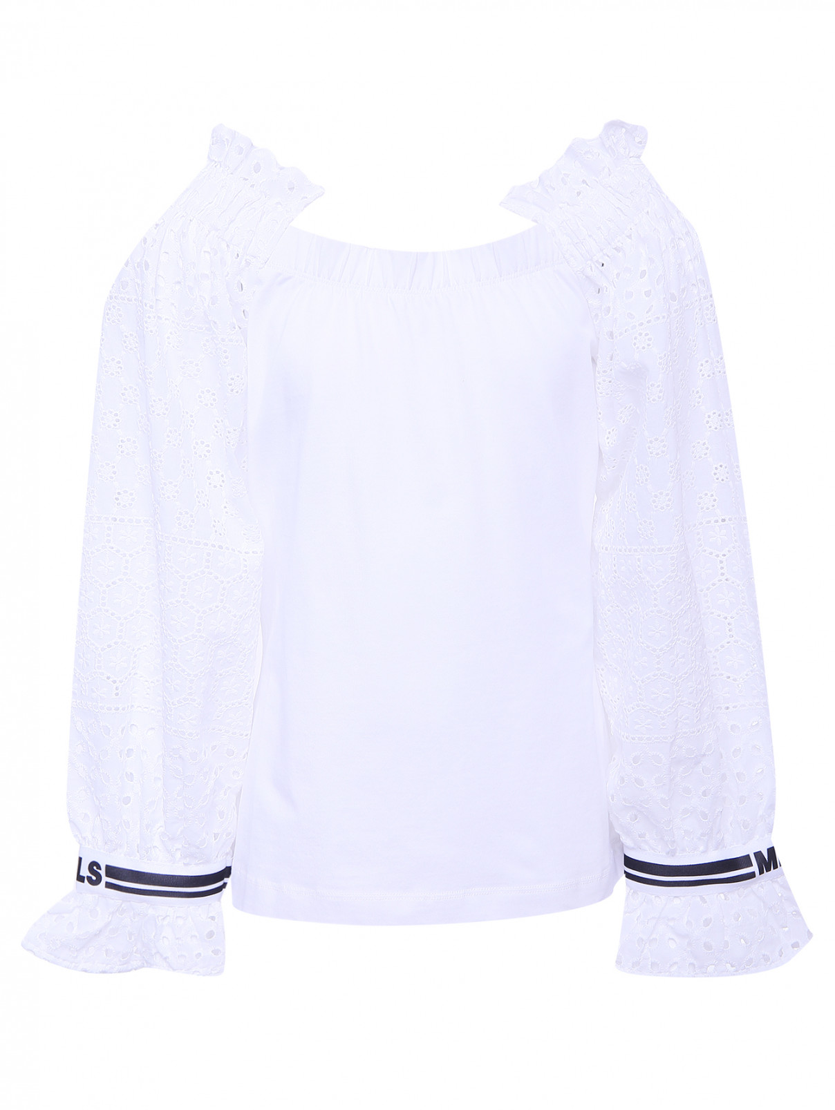 Блуза с рукавами из шитья MONNALISA  –  Общий вид  – Цвет:  Белый