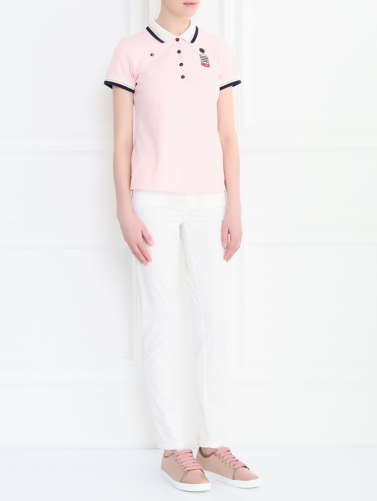 Укороченные брюки из хлопка с карманами BOSCO  –  Модель Общий вид  – Цвет:  Белый