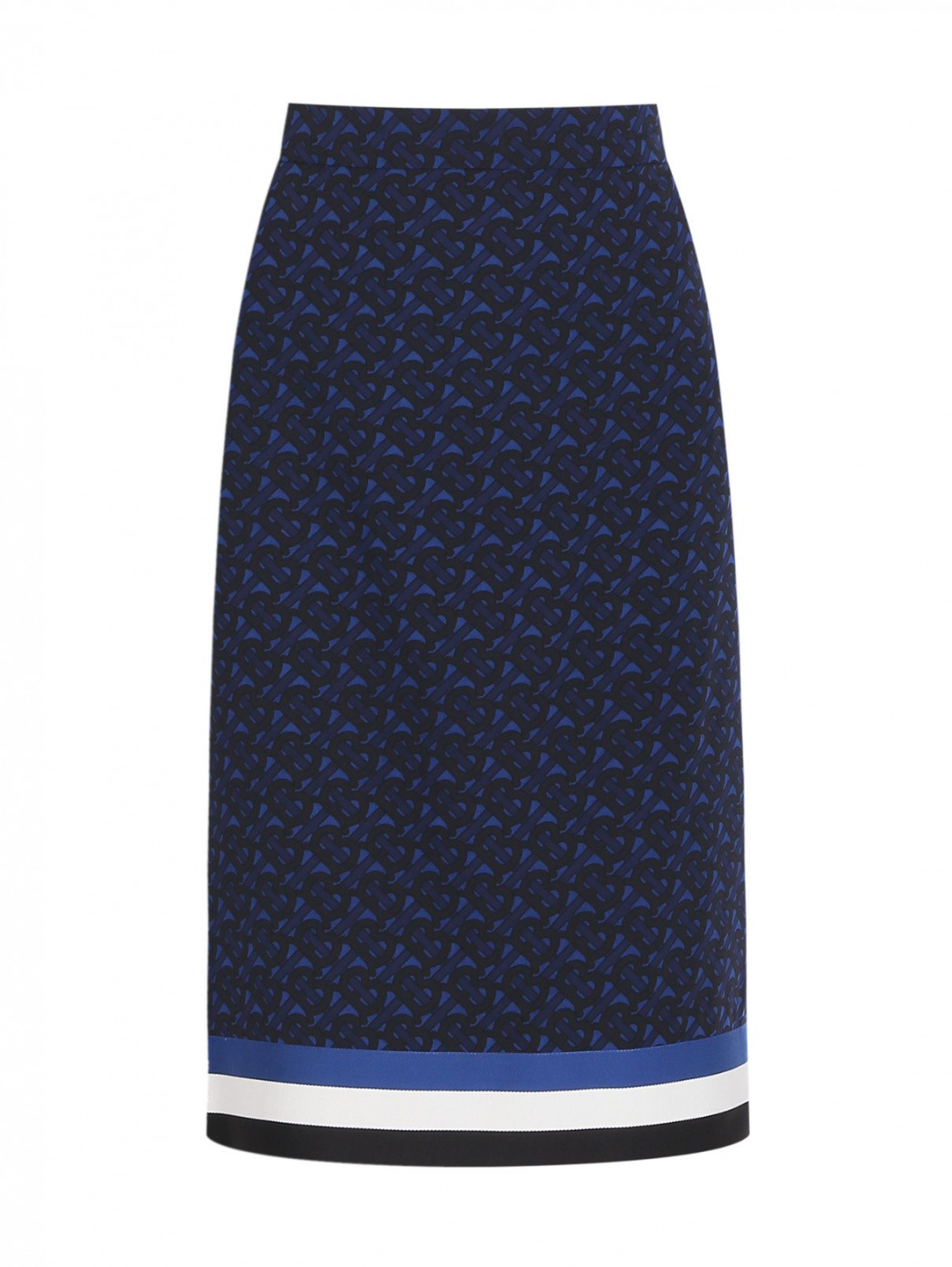 Юбка из смешанной шерсти с узором Burberry  –  Общий вид  – Цвет:  Синий