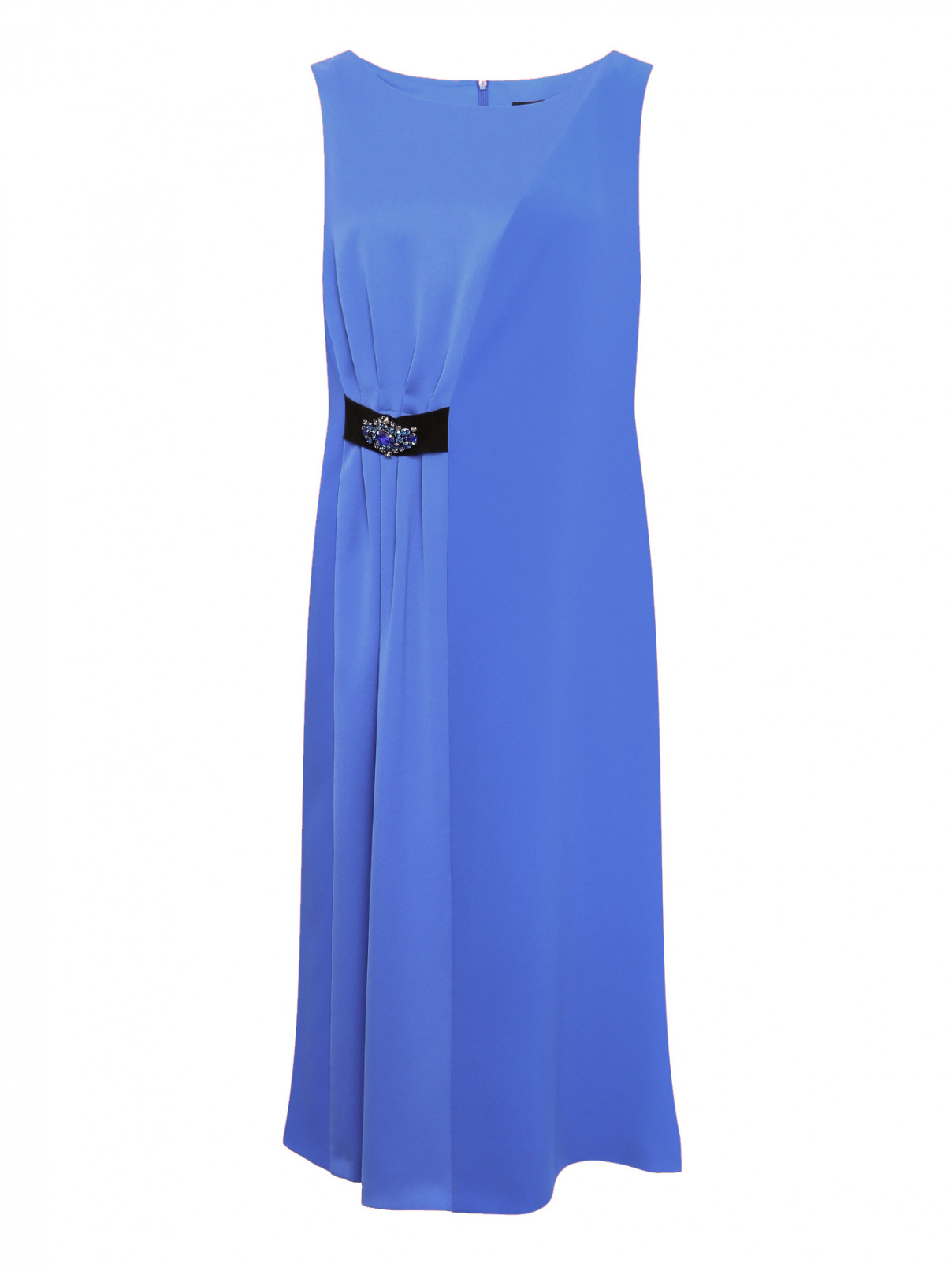 Платье без рукавов декорированная камнями Marina Rinaldi  –  Общий вид  – Цвет:  Синий