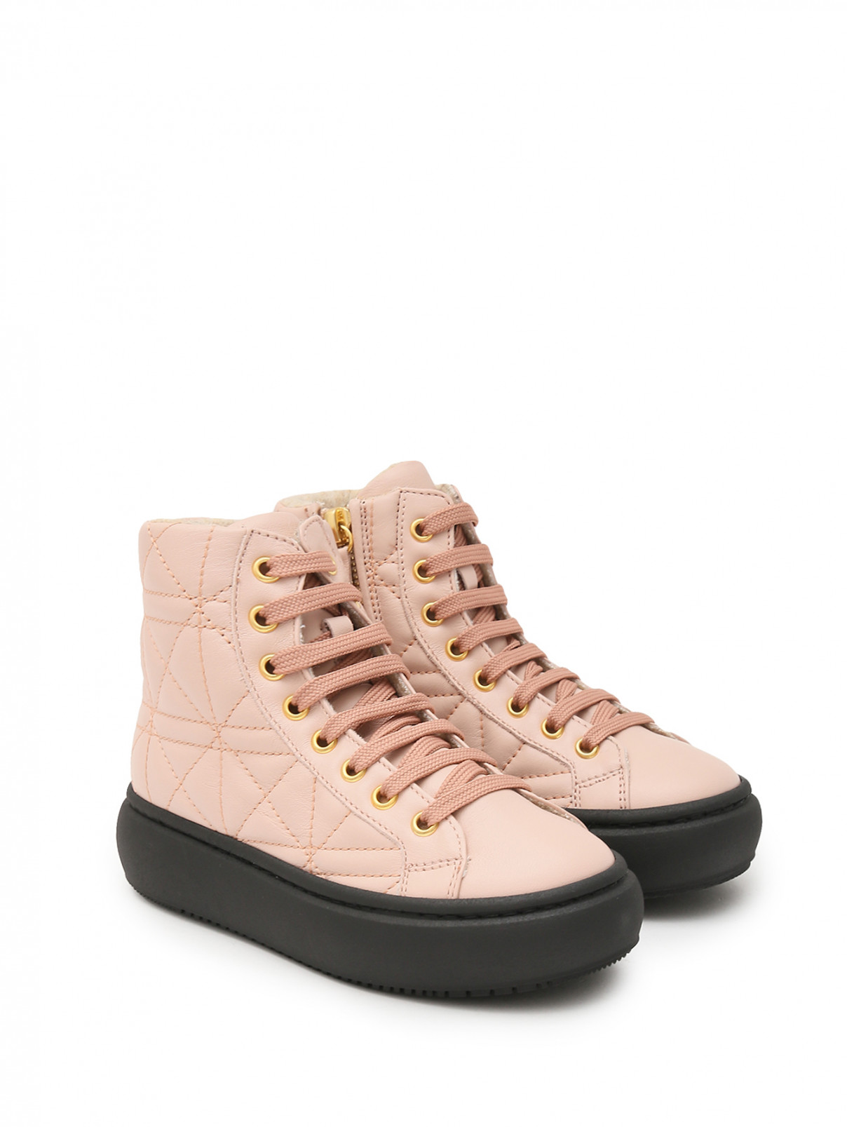 Ботинки из кожи на шнуровке Missouri  –  Общий вид  – Цвет:  Розовый