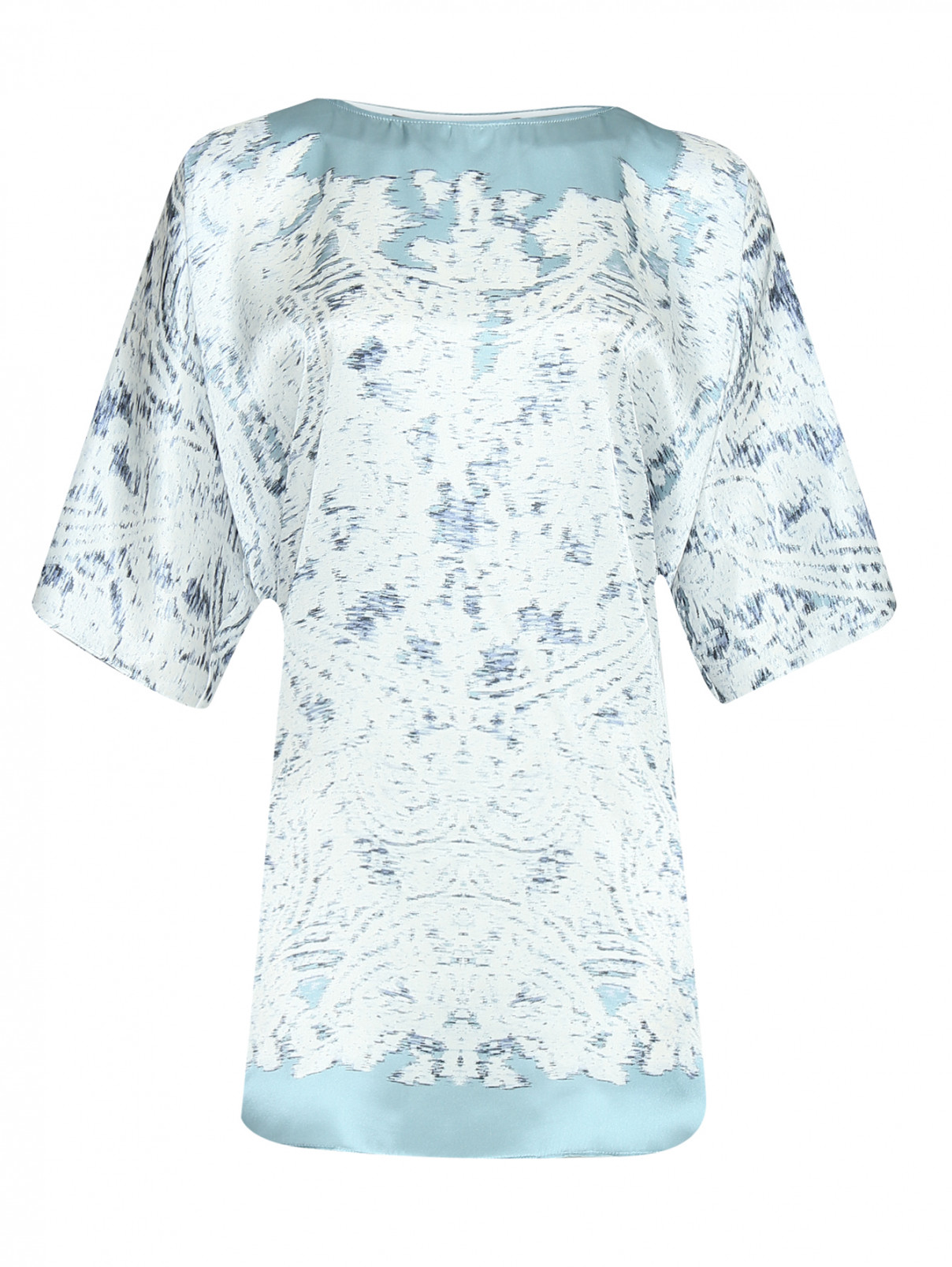 Блуза из шелка с узором Marina Rinaldi  –  Общий вид  – Цвет:  Синий