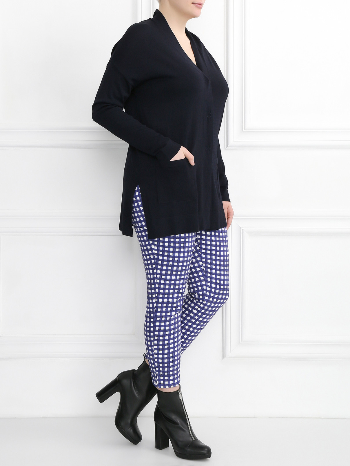 Кардиган с длинными рукавами и карманами Marina Rinaldi  –  Модель Общий вид  – Цвет:  Синий