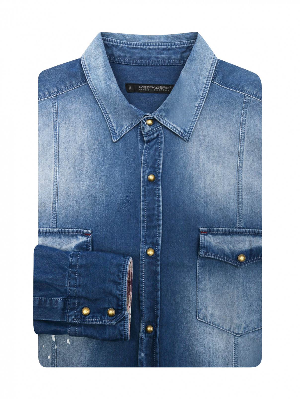 Рубашка из хлопка с накладными карманами Messagerie  –  Общий вид