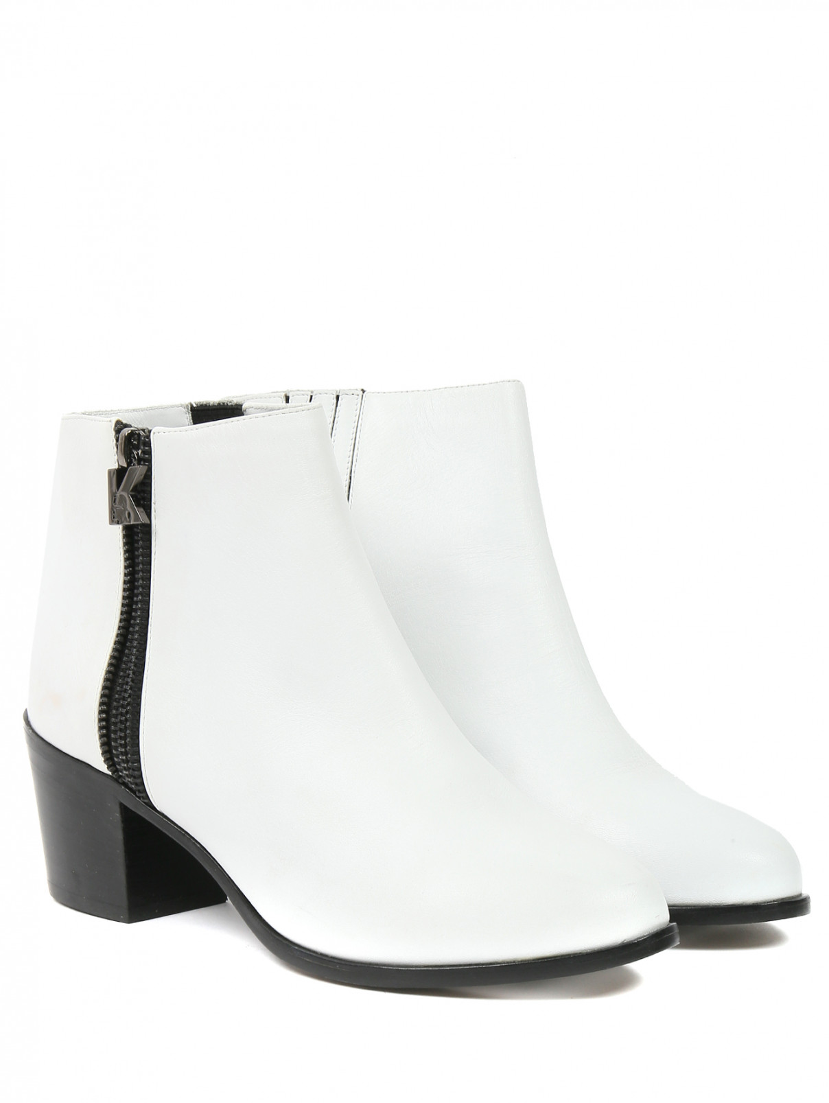 Ботинки из кожи на молнии Karl Lagerfeld  –  Общий вид  – Цвет:  Белый