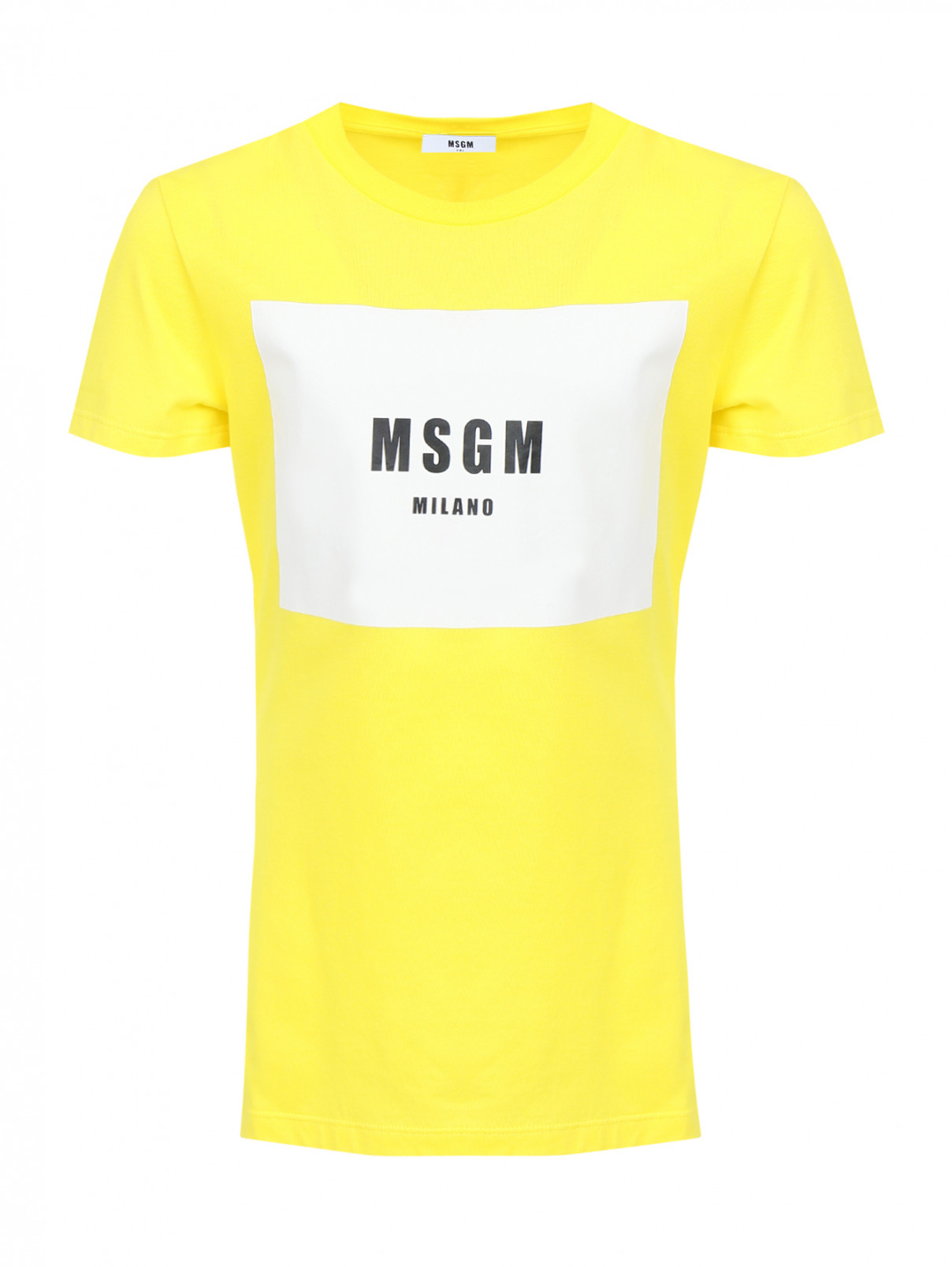 Футболка из хлопка с принтом MSGM  –  Общий вид  – Цвет:  Желтый