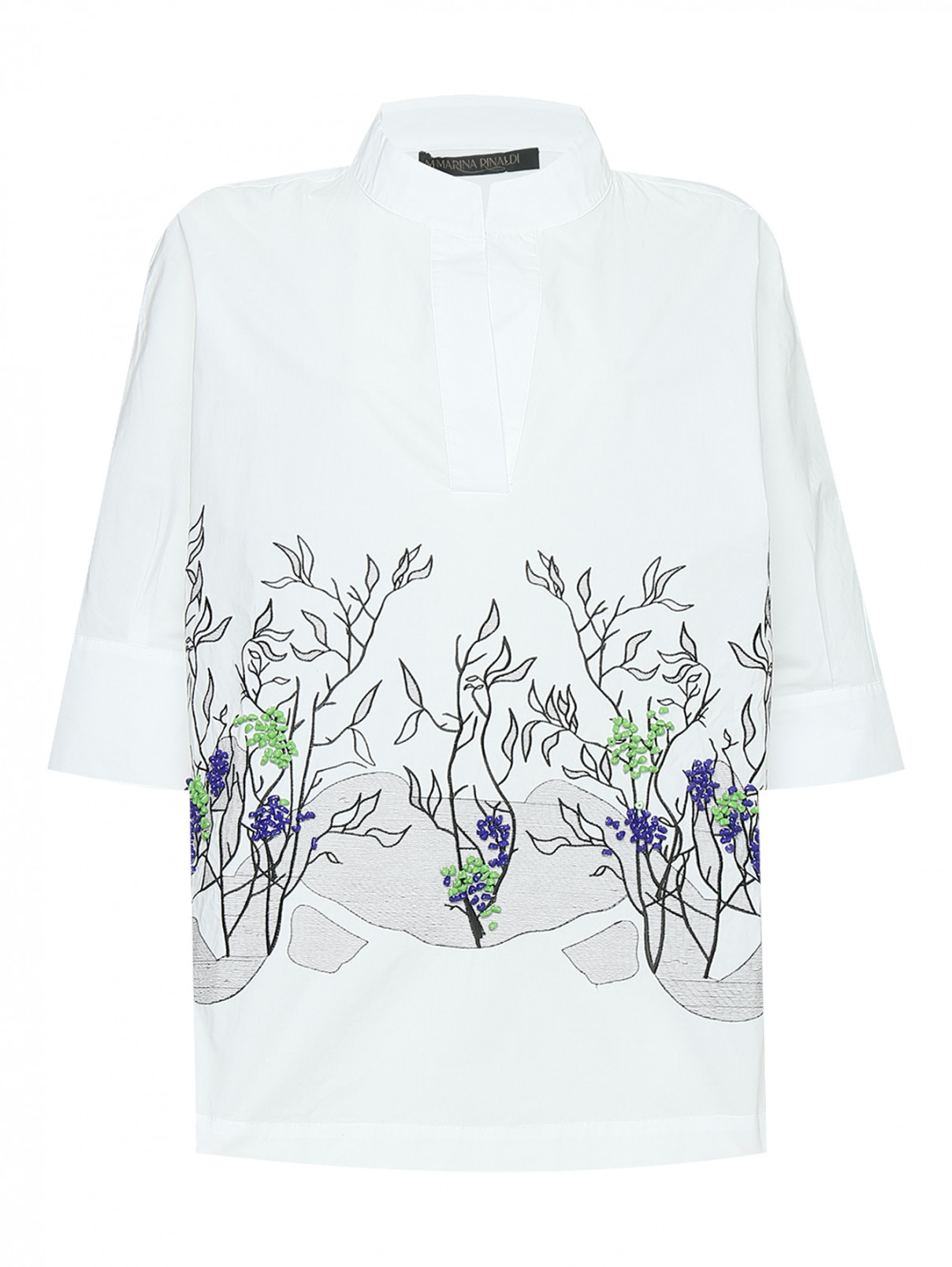 Блуза из хлопка Marina Rinaldi  –  Общий вид  – Цвет:  Белый