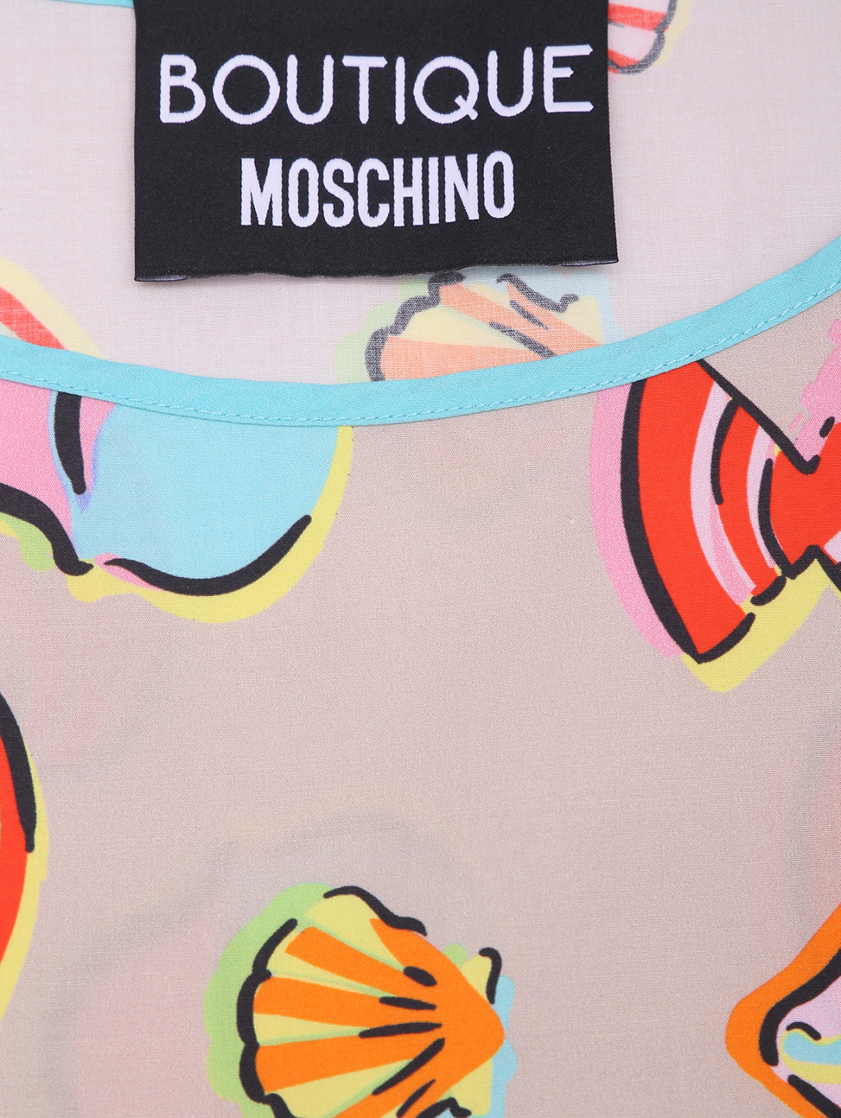 Топ из хлопка с узором BOUTIQUE MOSCHINO  –  Деталь1  – Цвет:  Мультиколор