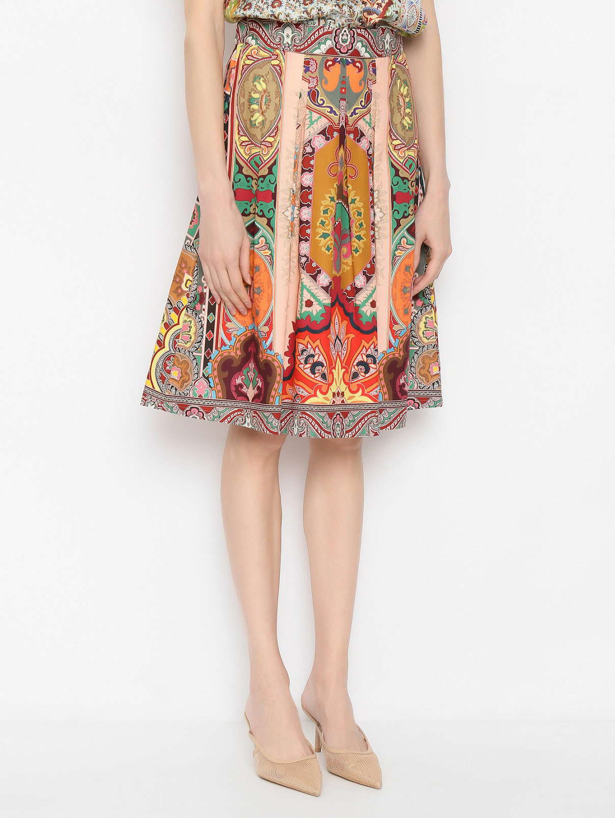 Юбка из хлопка с цветочным узором Etro  –  МодельВерхНиз  – Цвет:  Мультиколор