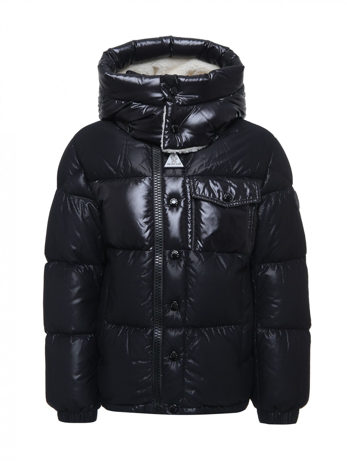 Пуховая куртка с сеткой Moncler  –  Общий вид  – Цвет:  Черный