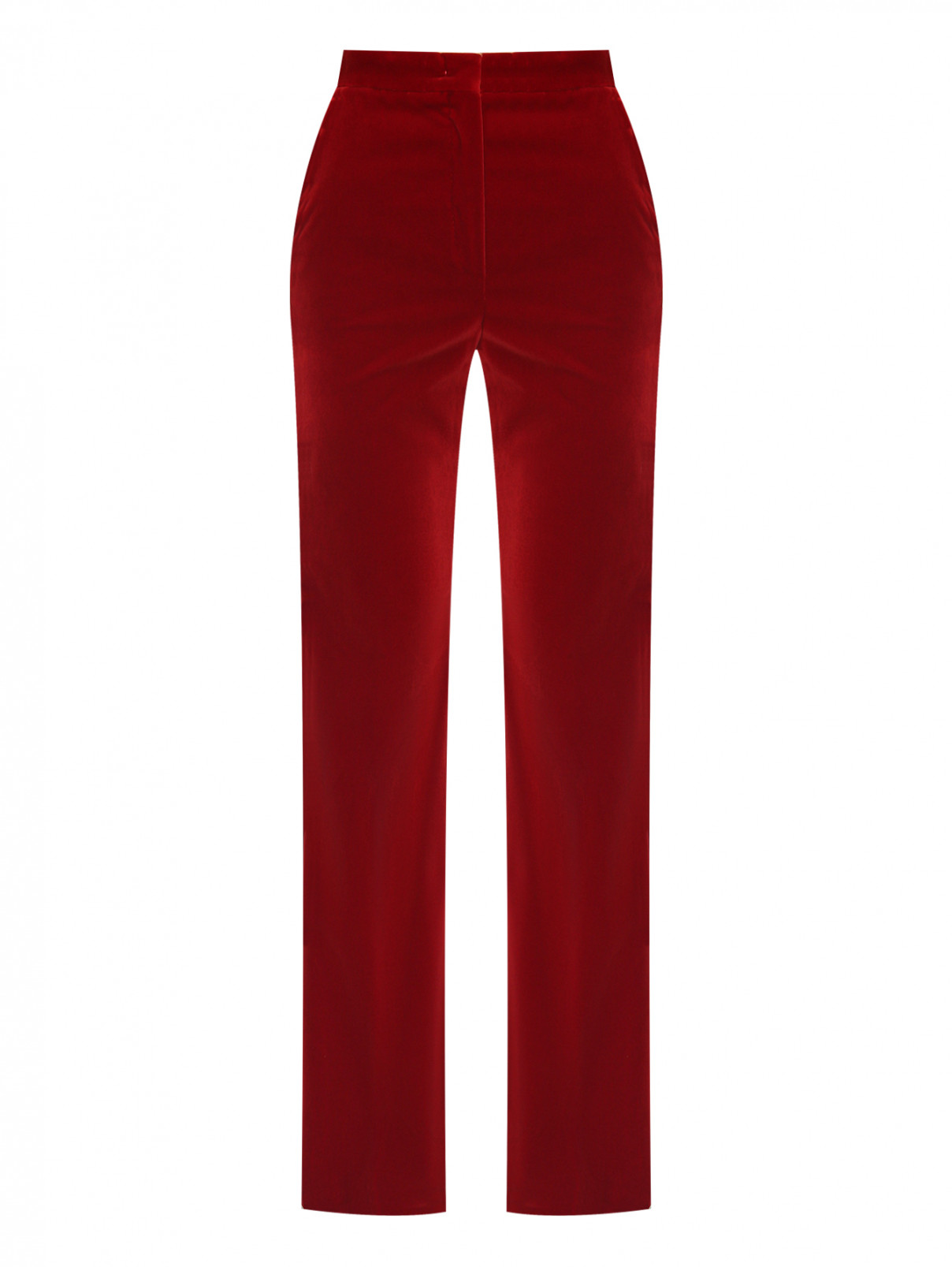 Бархатные брюки с карманами Max Mara  –  Общий вид  – Цвет:  Красный