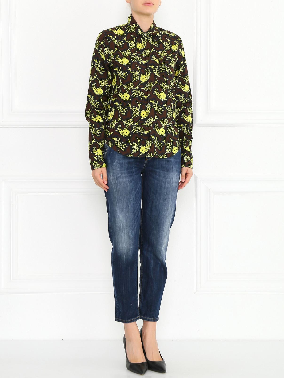 Блуза из хлопка с узором Kenzo  –  Модель Общий вид  – Цвет:  Узор