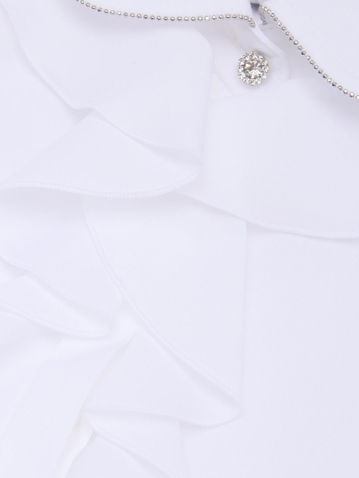 Блуза из хлопка с жабо Aletta Couture  –  Деталь  – Цвет:  Белый
