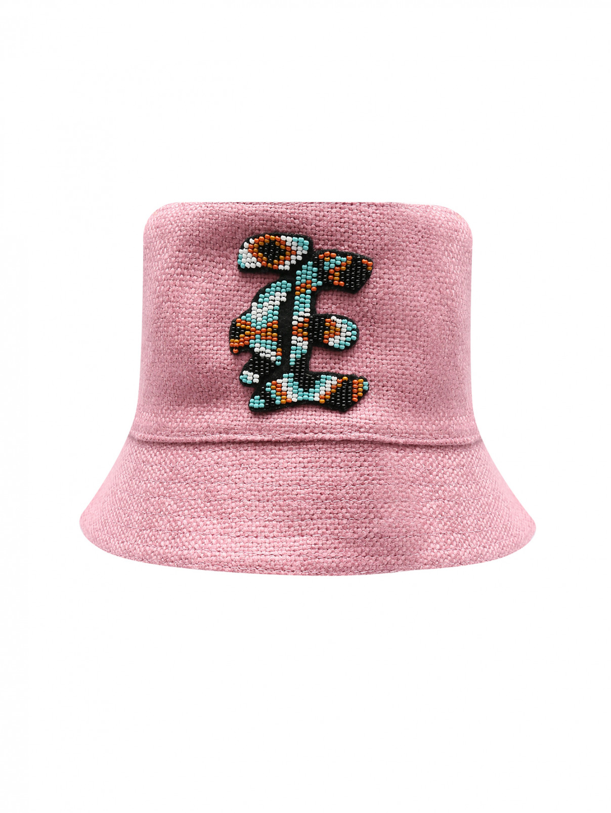Панама из смешанного льна, декорированная бисером Ermanno Scervino  –  Общий вид  – Цвет:  Розовый
