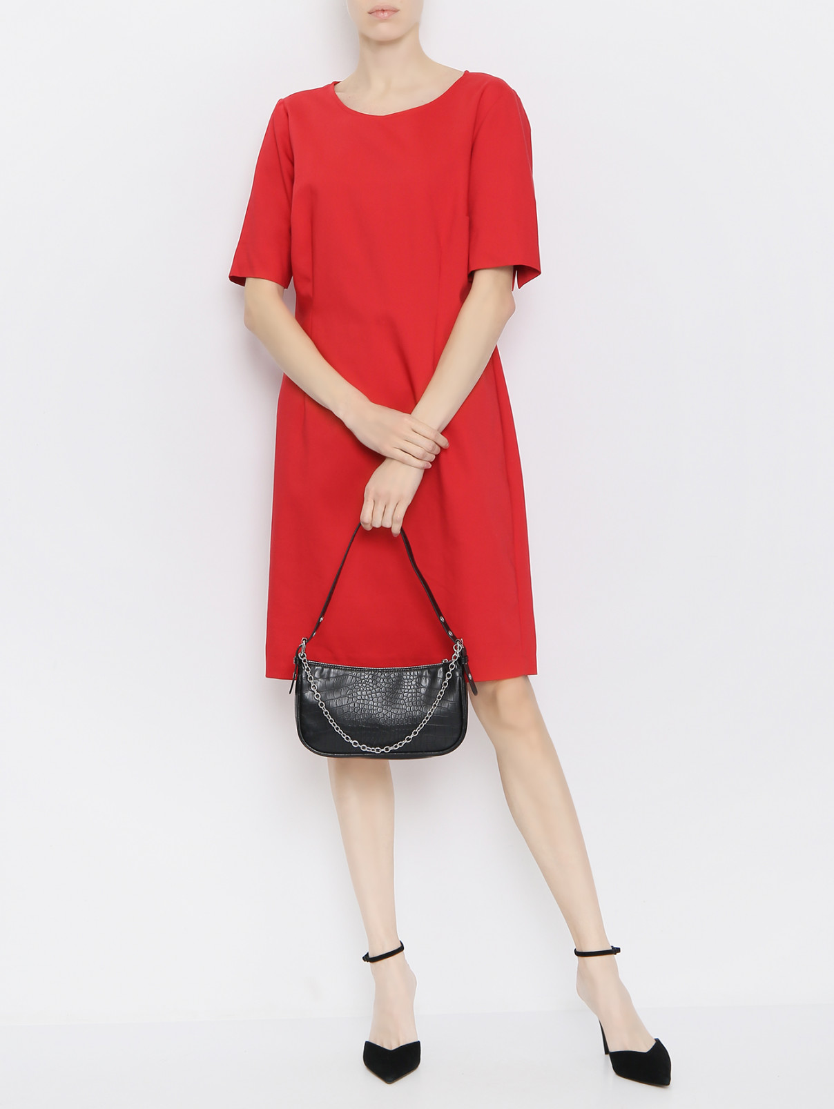 Платье из смесового хлопка с коротким рукавом Elena Miro  –  МодельОбщийВид