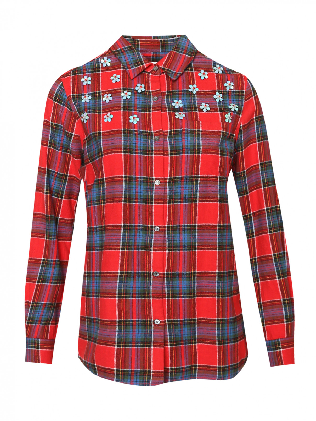 Рубашка из хлопка с декором Essentiel Antwerp  –  Общий вид  – Цвет:  Красный