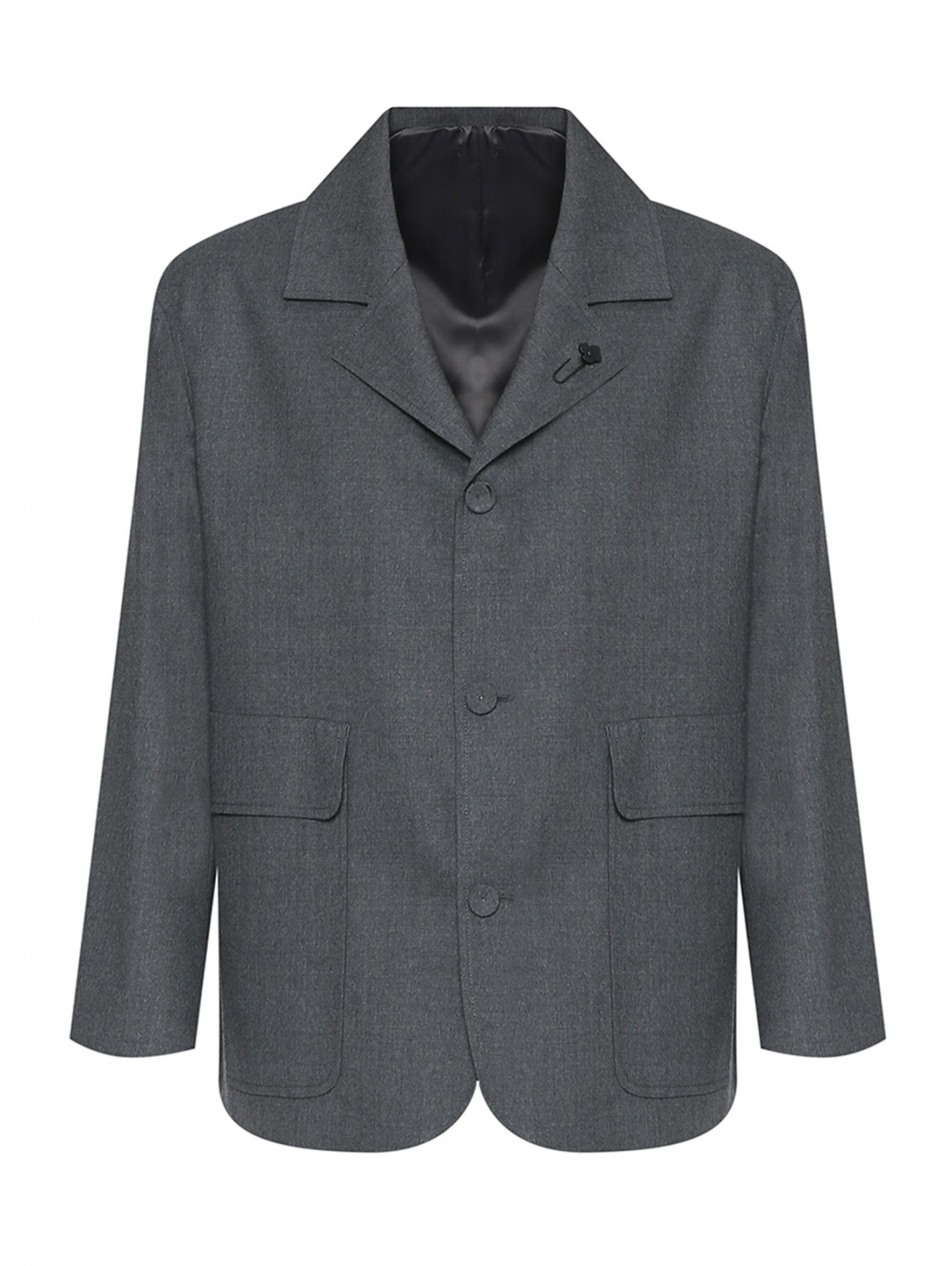 Свободный пиджак с накладными карманами LARDINI  –  Общий вид  – Цвет:  Серый
