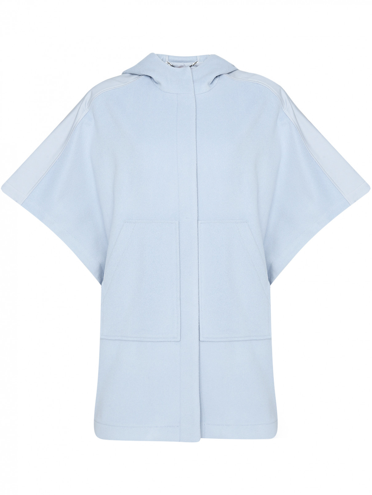Пальто из шерсти свободного кроя с капюшоном Max&Co  –  Общий вид  – Цвет:  Синий