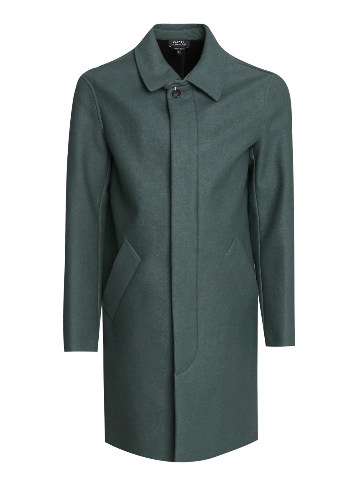 Пальто из шерсти A.P.C.  –  Общий вид  – Цвет:  Зеленый