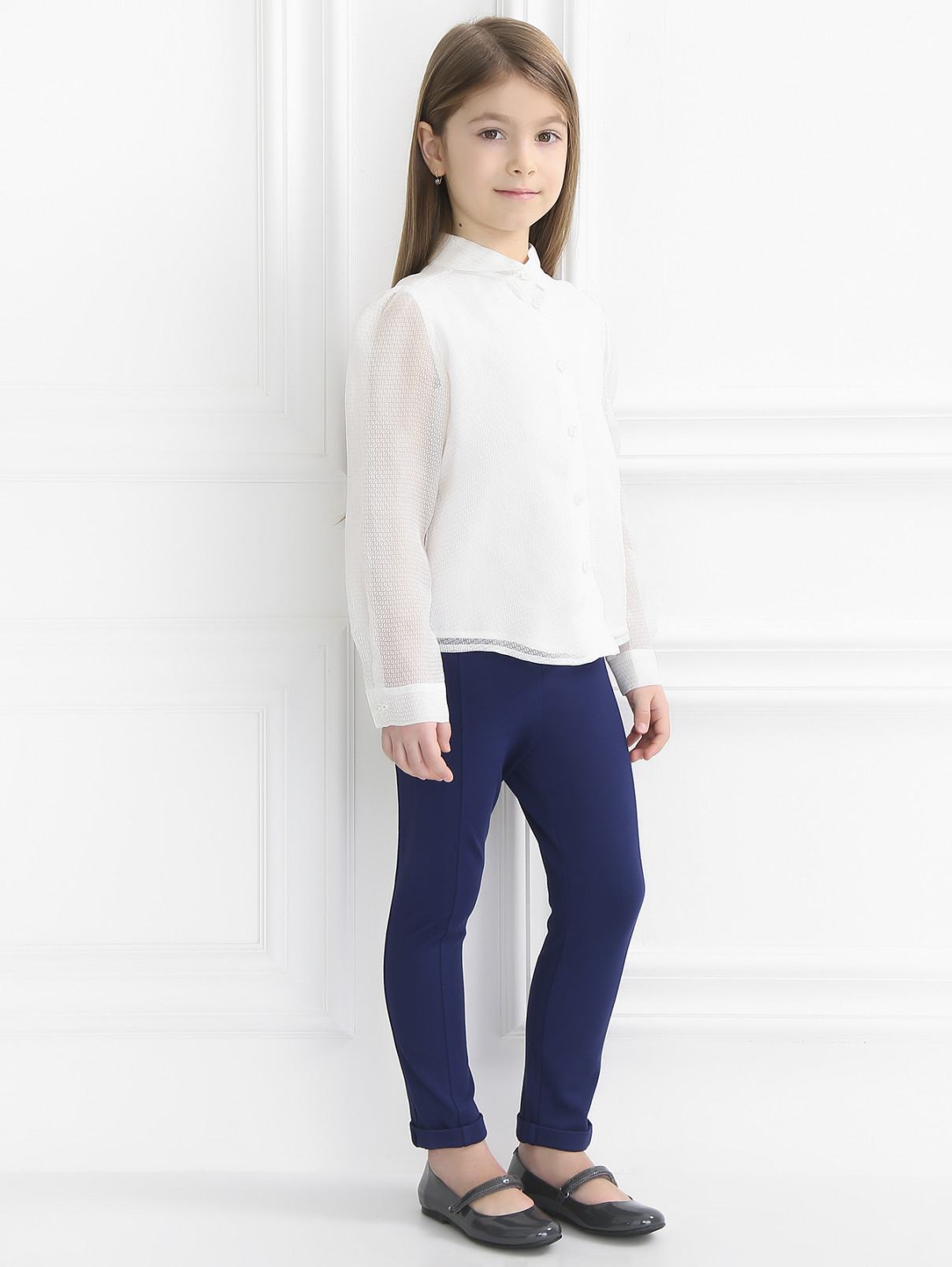 Блуза из шелка с узором Fendi  –  Модель Общий вид  – Цвет:  Белый