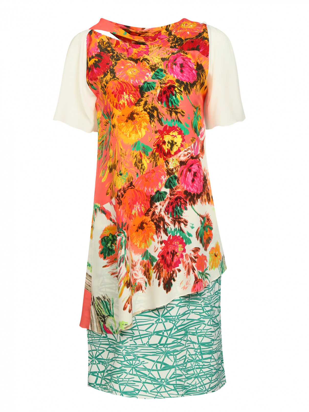 Платье-мини из шелка с цветочным узором Antonio Marras  –  Общий вид  – Цвет:  Узор