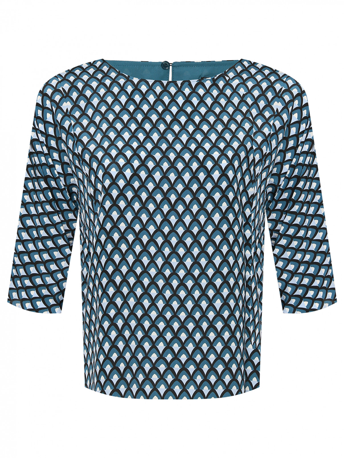 Блуза свободного кроя из шелка с узором Weekend Max Mara  –  Общий вид  – Цвет:  Зеленый