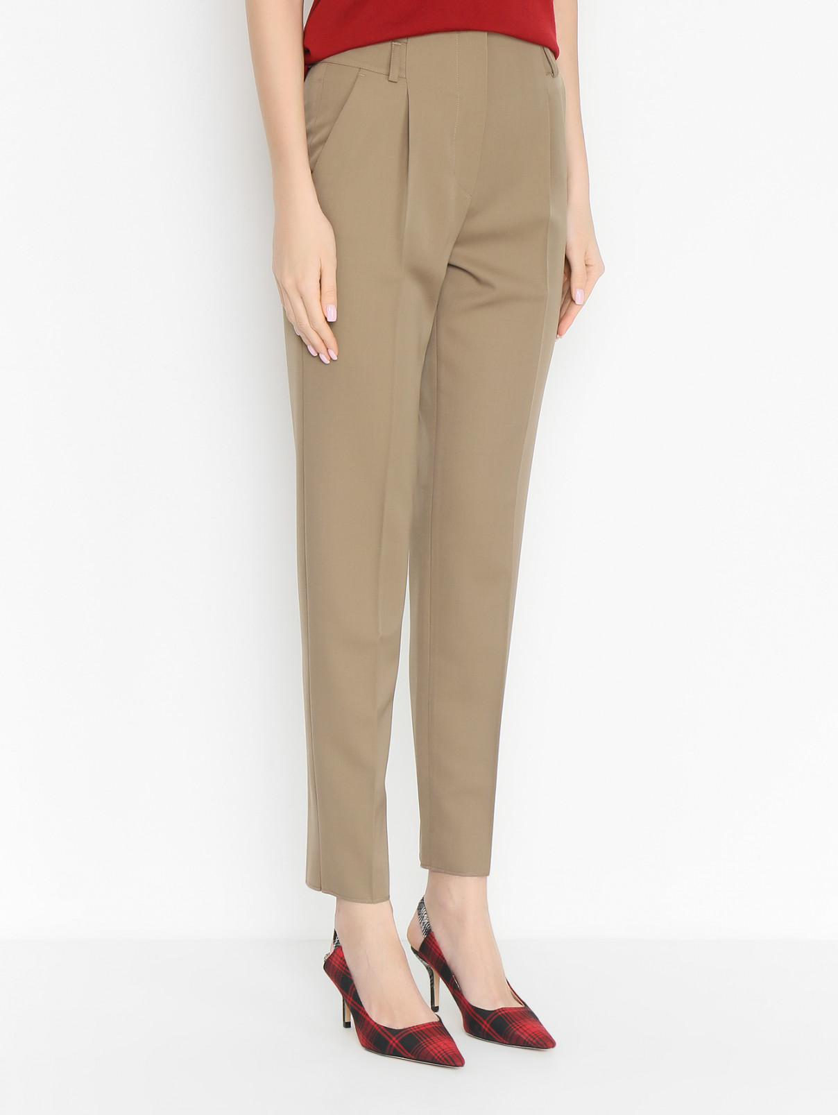 Брюки из шерсти зауженного кроя Max Mara  –  МодельВерхНиз  – Цвет:  Коричневый