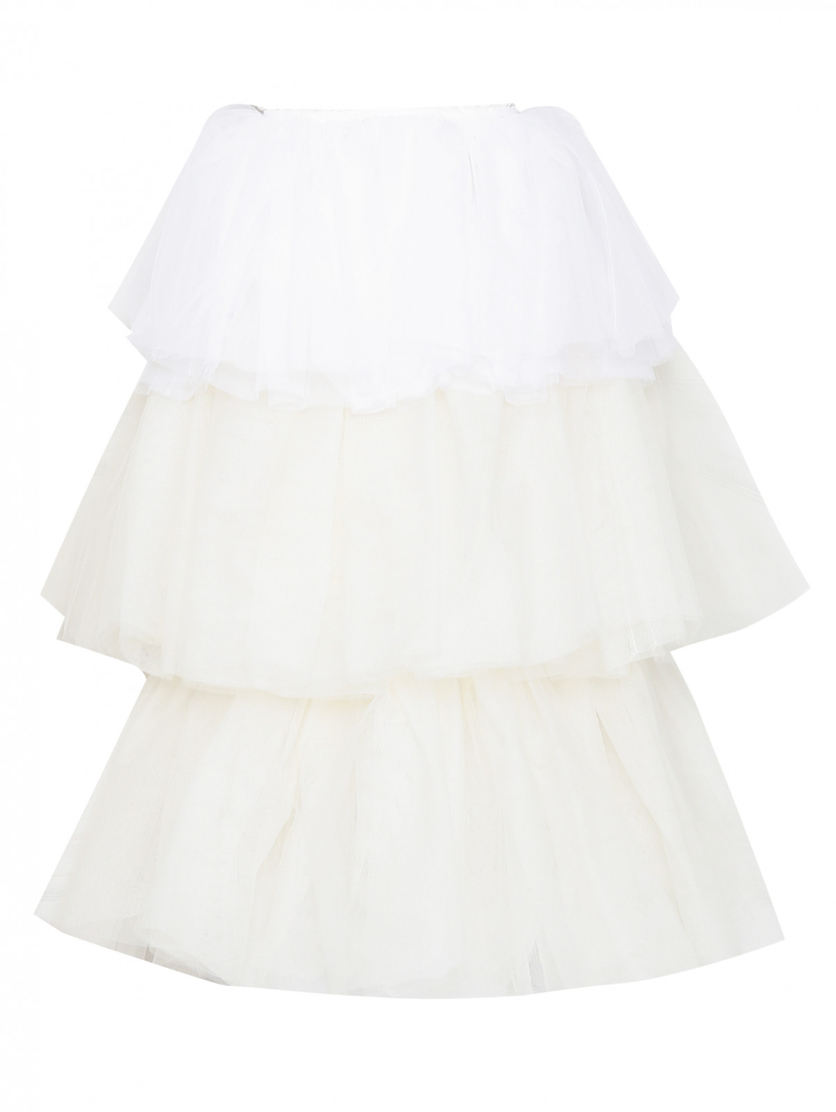 Ярусная юбка из тюля MM6  –  Общий вид  – Цвет:  Белый